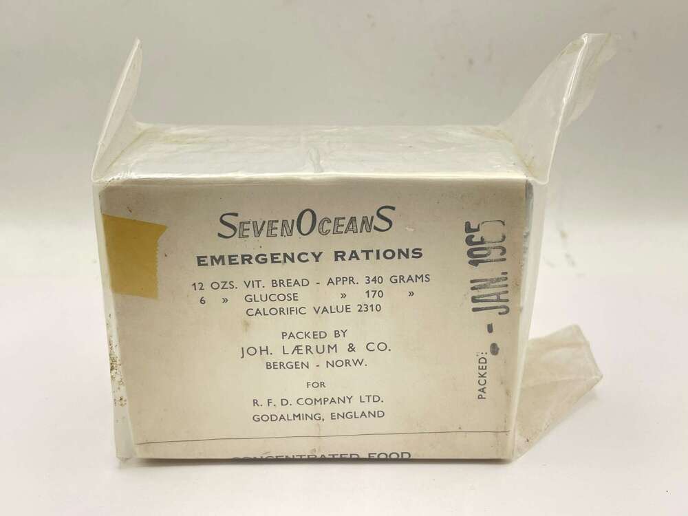 Post WW2 1965 Seven Oceans Life Boat Emergency Concentrated Food Rations
