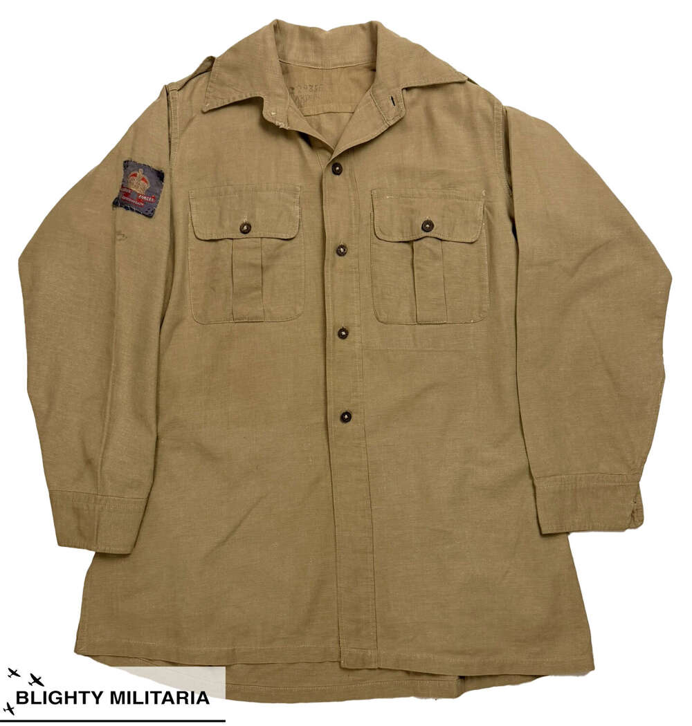 Original 1945 Dated Indian Made Jungle Green Bush Shirt - Size 4