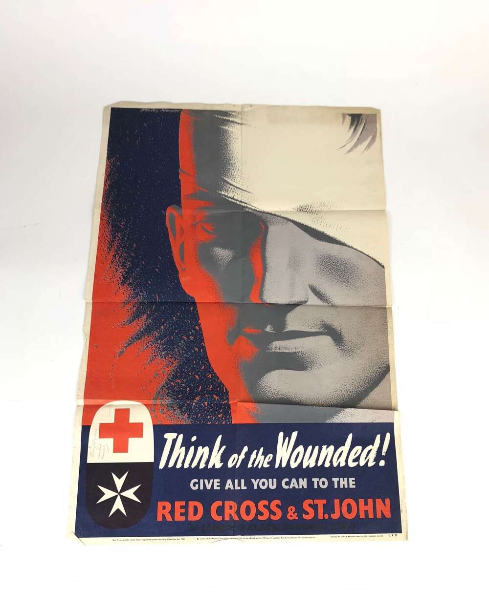 WW2 British Red Cross &ldquo;Think of the Wounded&rdquo; Fund Raising Poster.