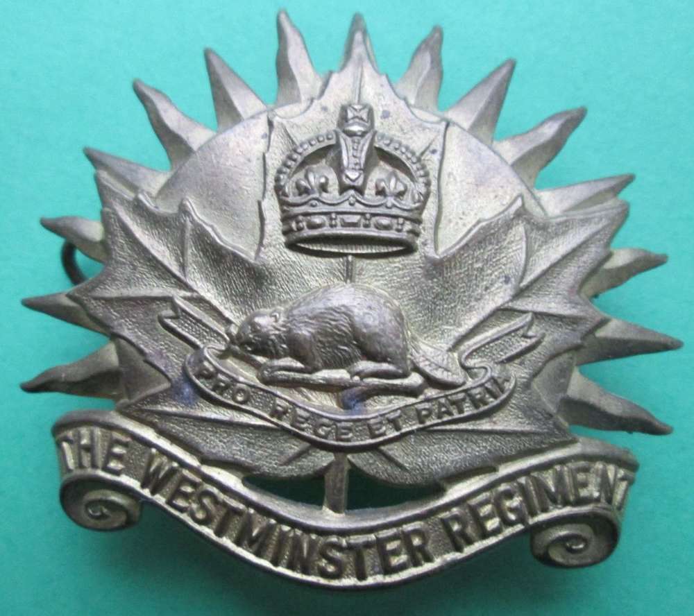 A CANADIAN WESTMINSTER REGT CAP BADGE