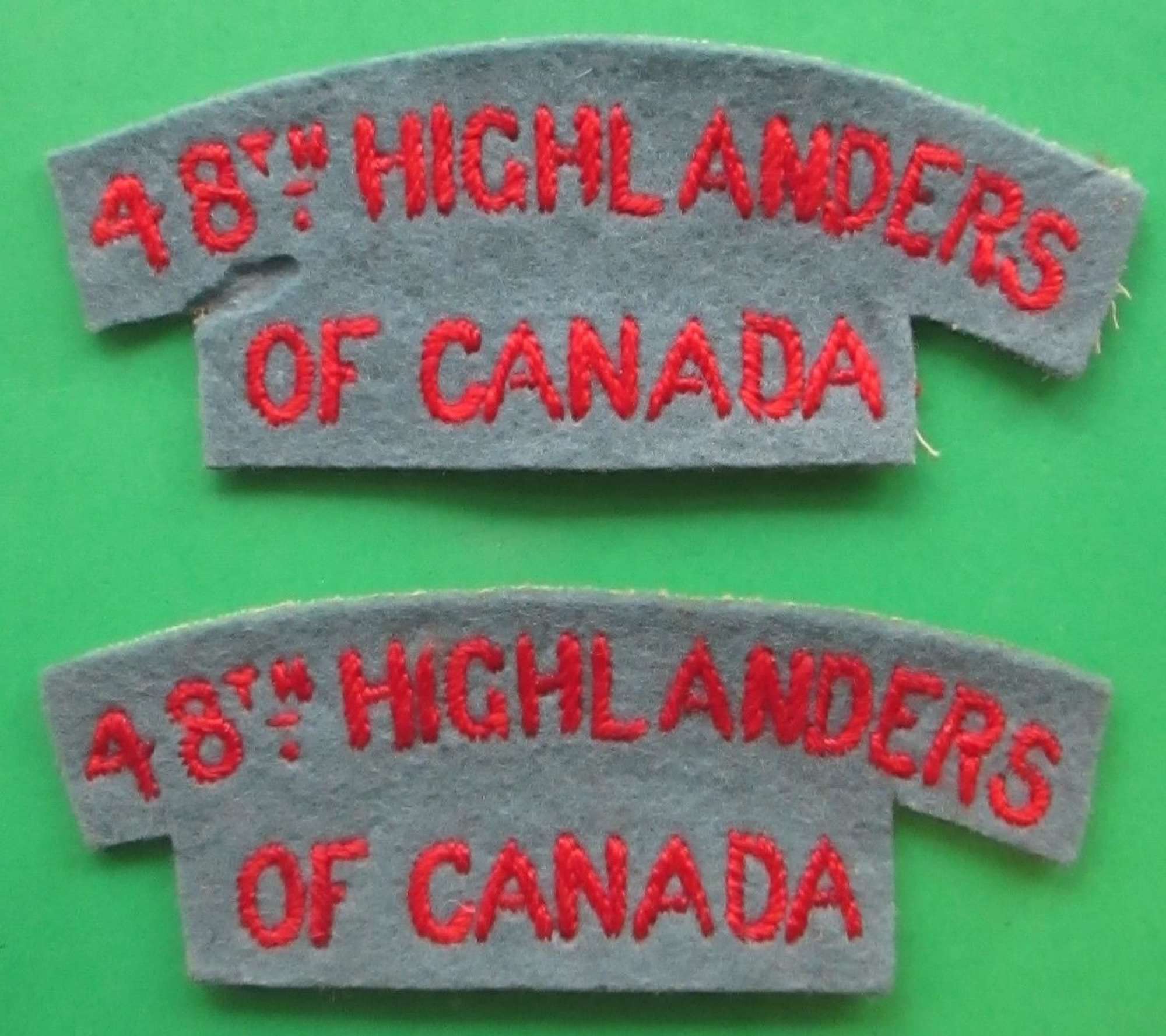 A GOOD MATCHING PAIR OF 48th HIGHLANDERS OF CANADA TITLES