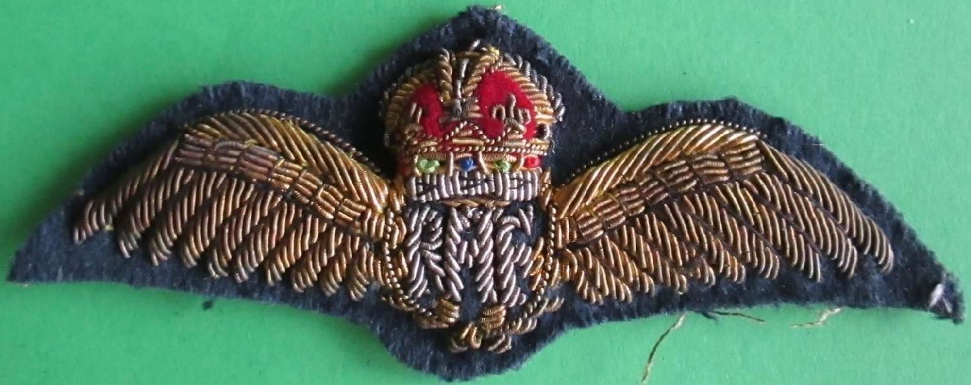 A PAIR OF BULLION WIRE RAF PILOTS WINGS