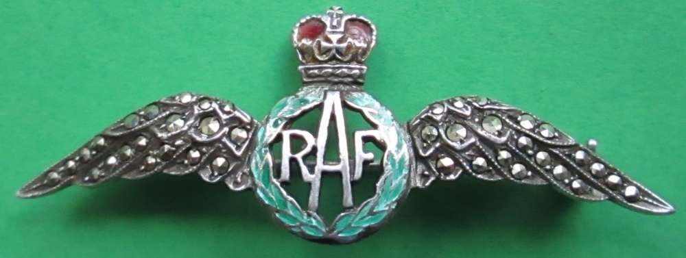 A RAF POST 1952 SILVER & MARCASITE SWEETHEART
