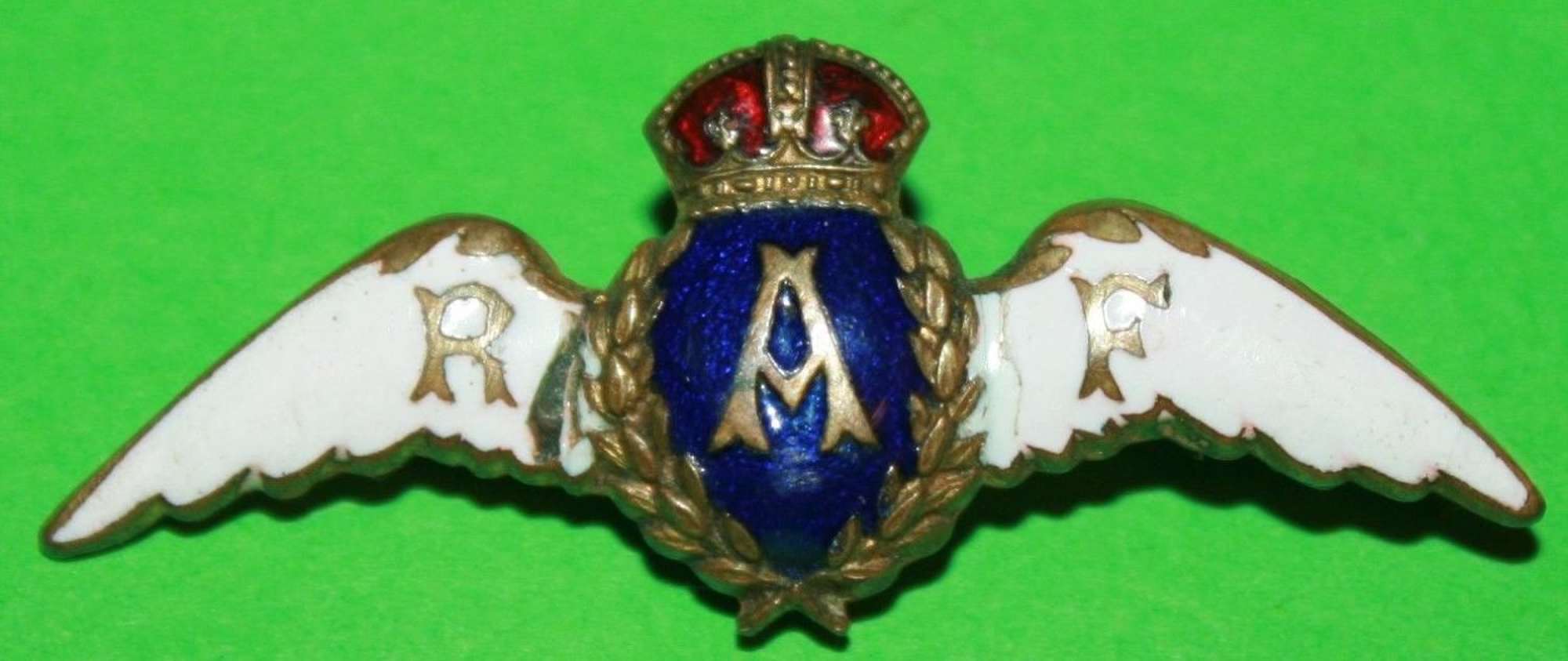 A RAF SWEETHEART BROOCH NICE EARLY STYLE WHITE AND BLUE