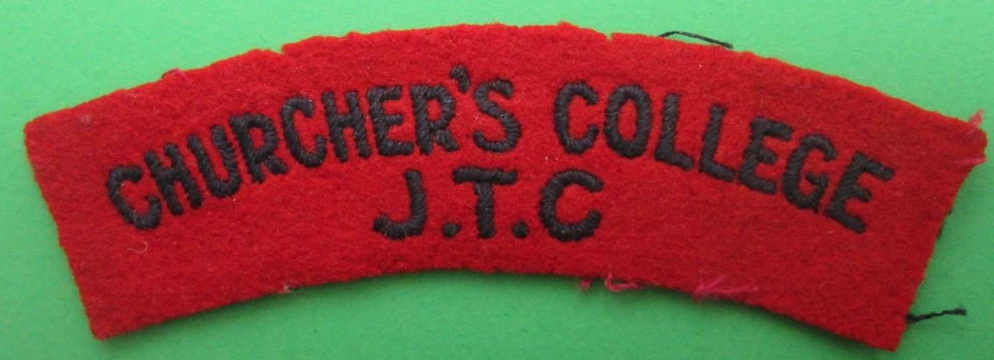 CHURCHER'S COLLEGE J.T.C SHOULDER TITLE