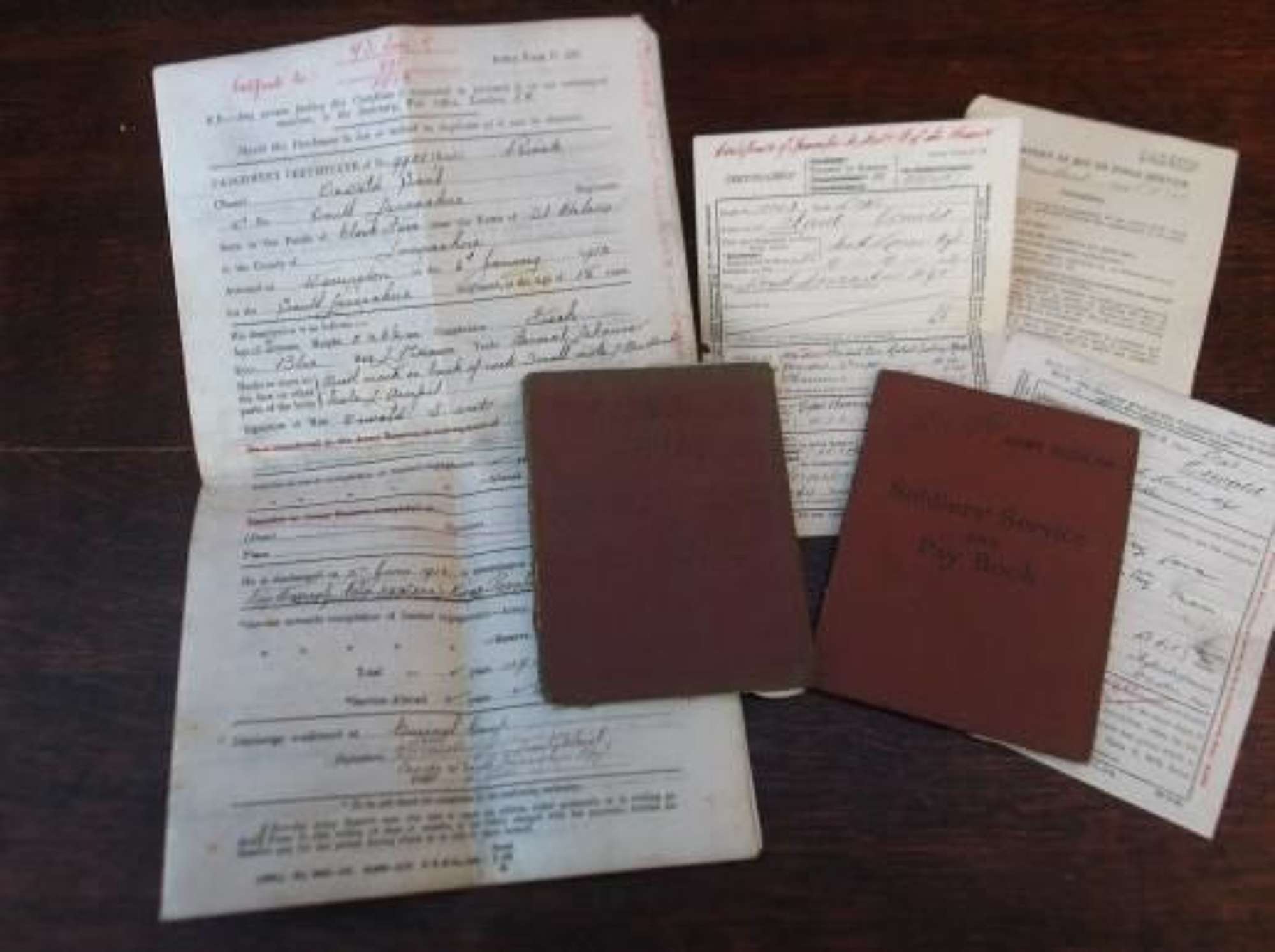 WW1 British Army Service & Pay Book & Documents: Oswald Sant
