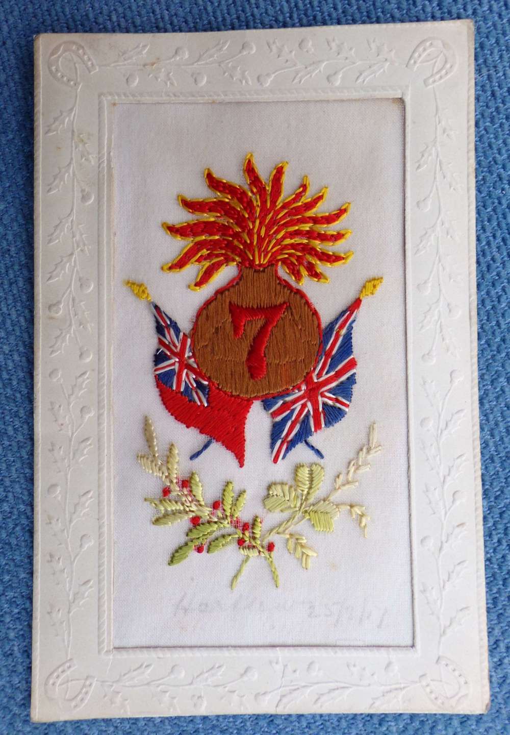 WW1 SILK POSTCARD 7th BATTALION LONDON REGIMENT