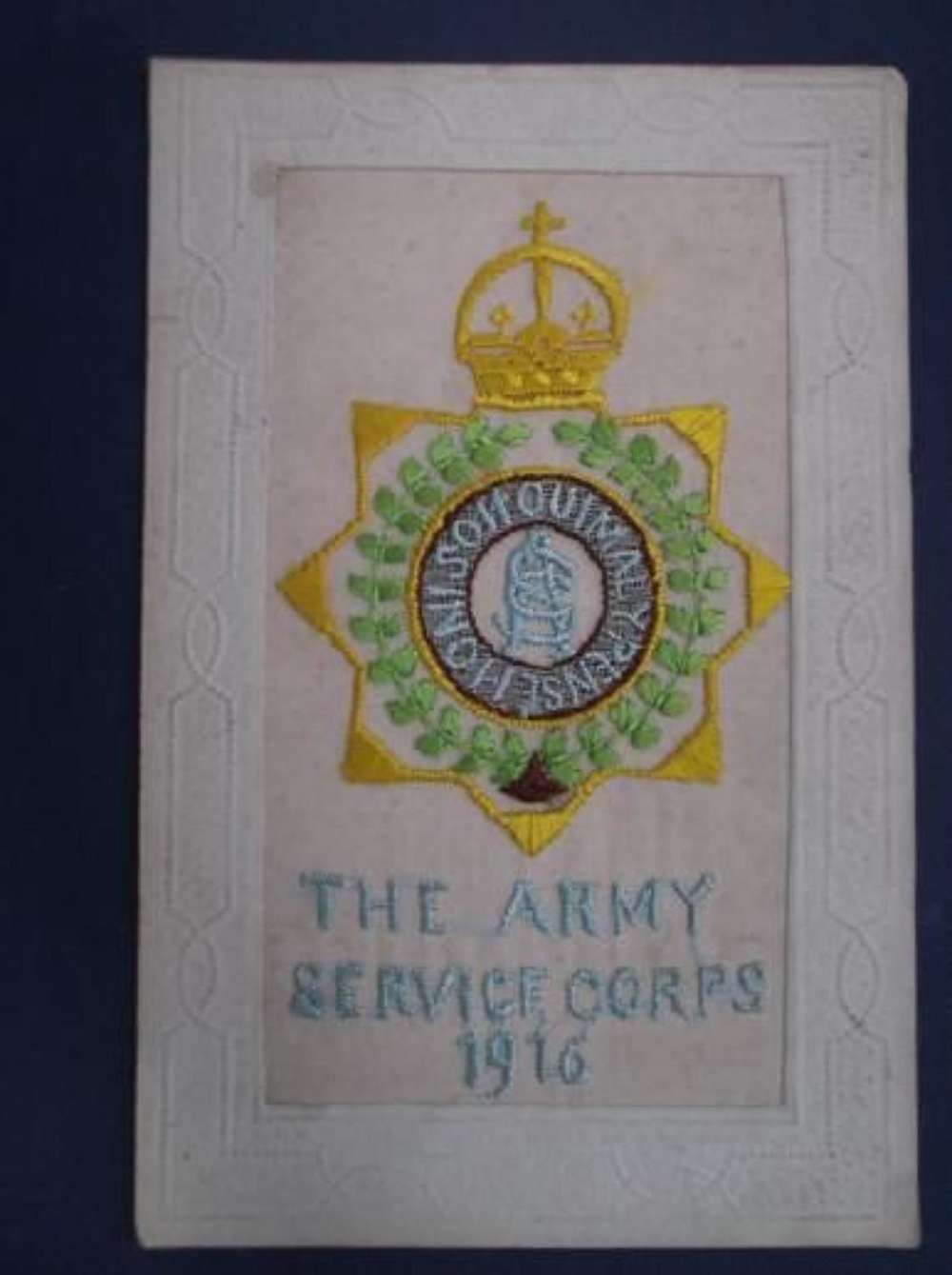 ARMY SERVICE CORPS 1916 SILK POSTCARD