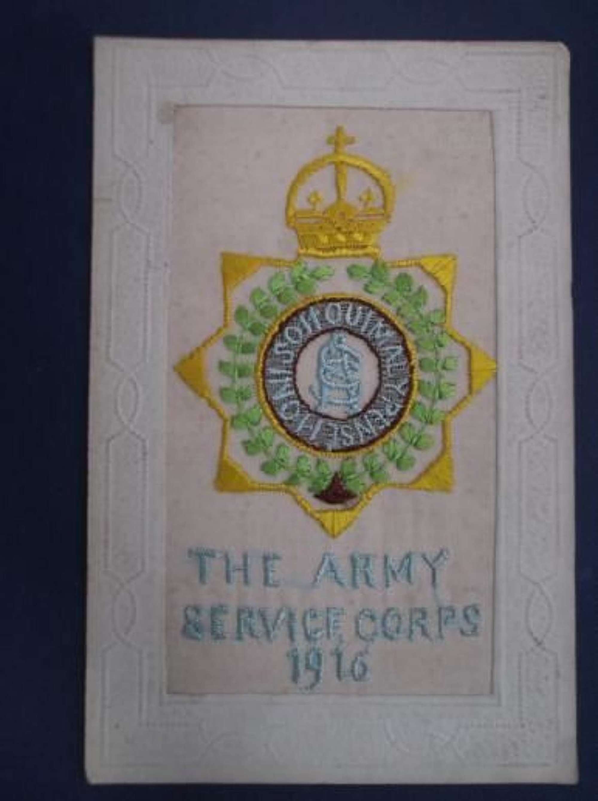 ARMY SERVICE CORPS 1916 SILK POSTCARD