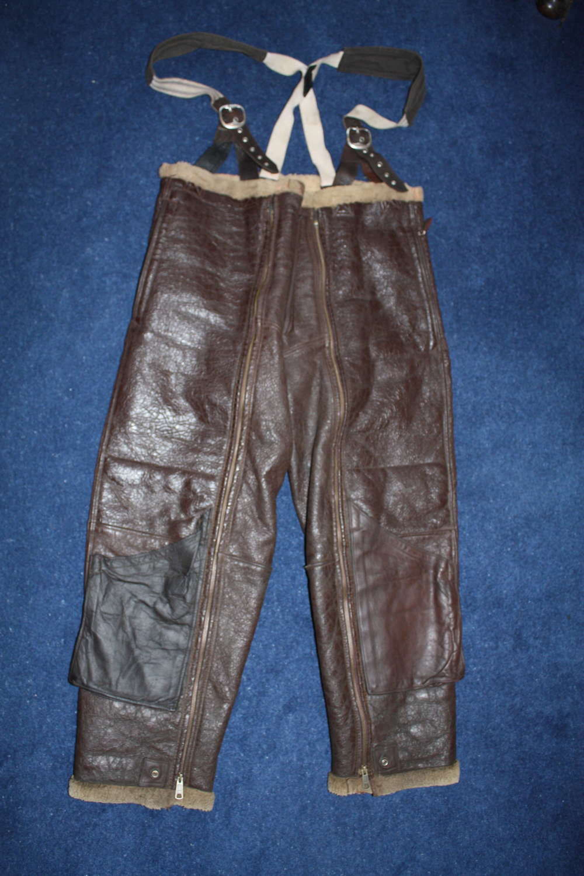 WW2 USAAF American A-3 type leather flying trousers