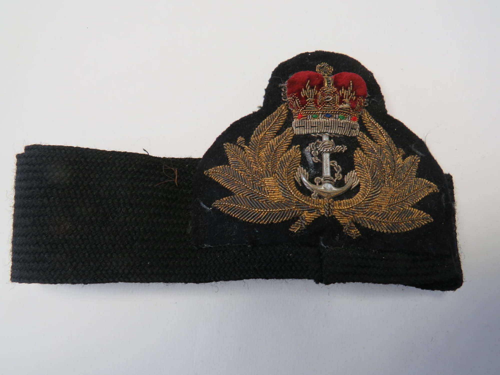 Post 1953 Royal Navy Officers Cap Badge and Band