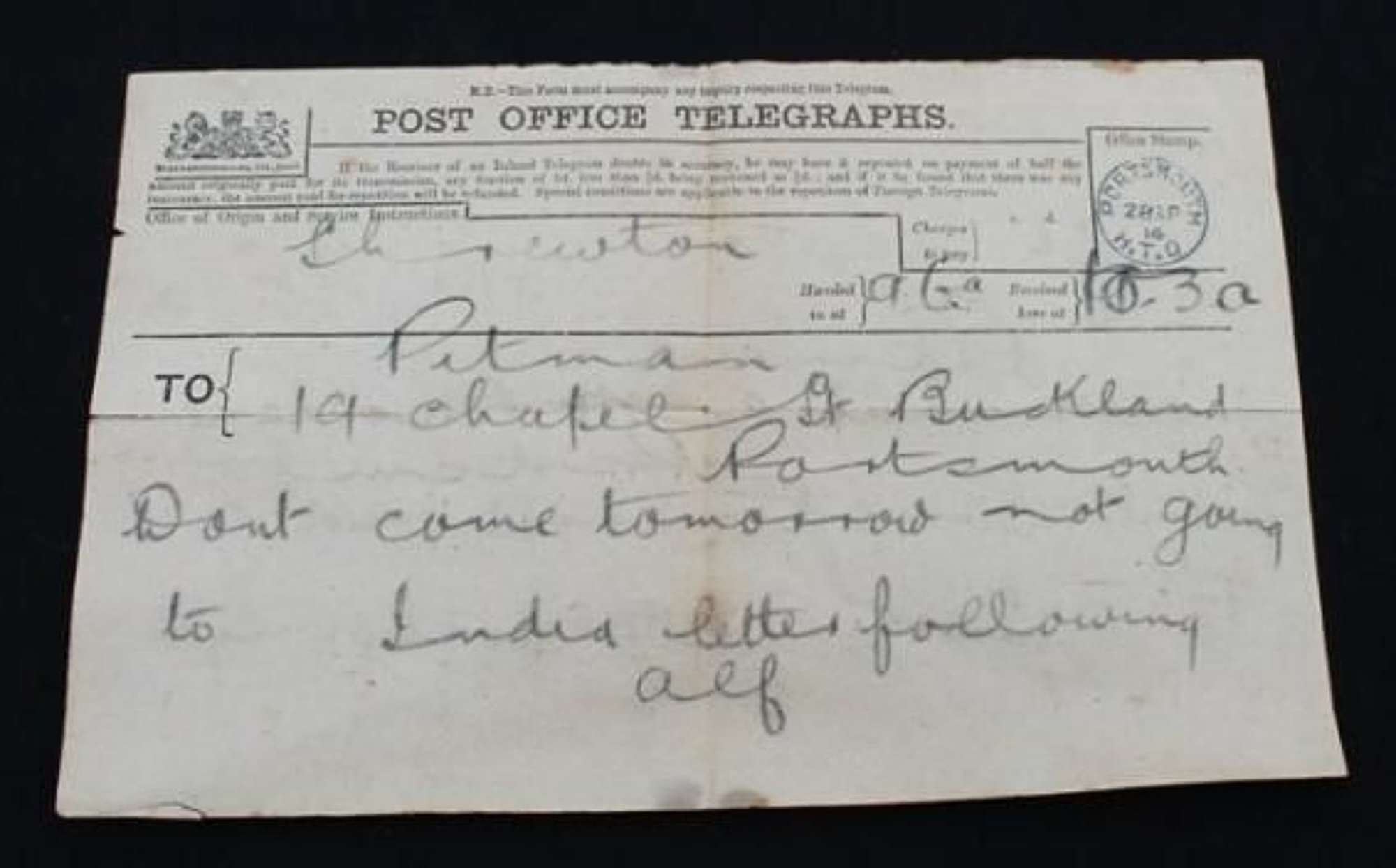 First World War Telegram