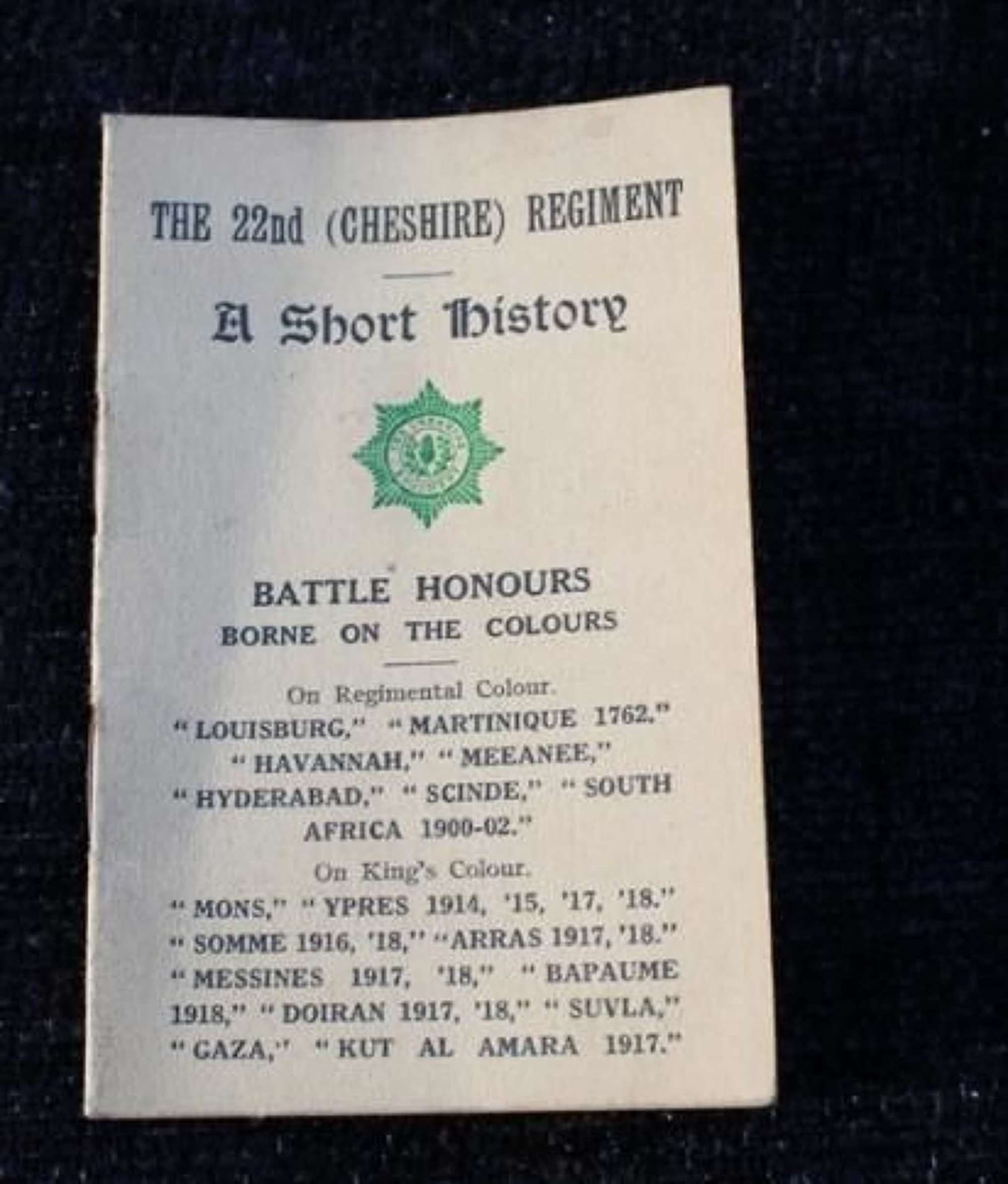 History Of The 22nd Cheshire Regiment
