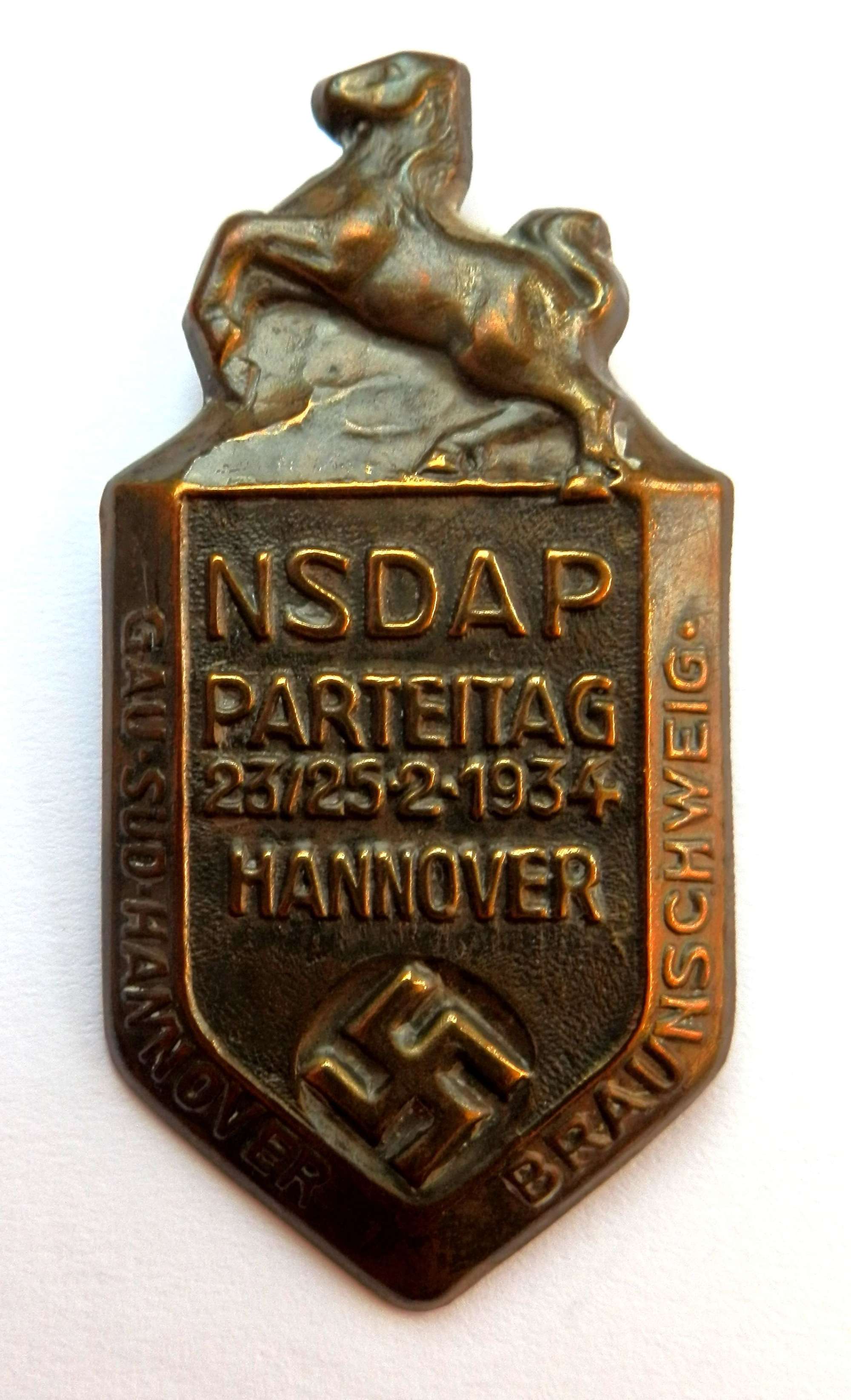 NSDAP Parteitag 23/25.2.1934 Hannover Pin Badge