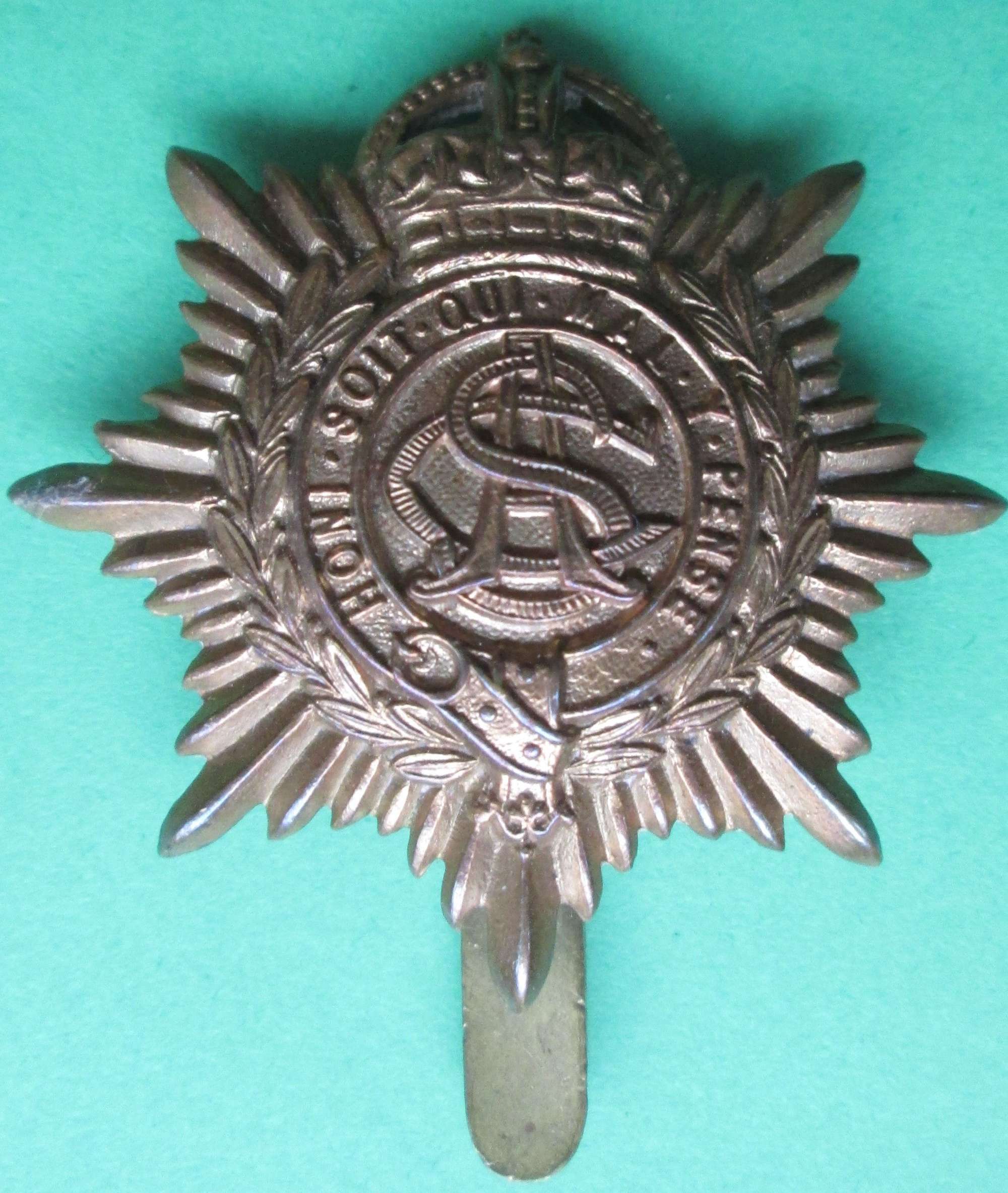 A WWI ECONOMY ARMY SERVICE CORPS CAP BADGE