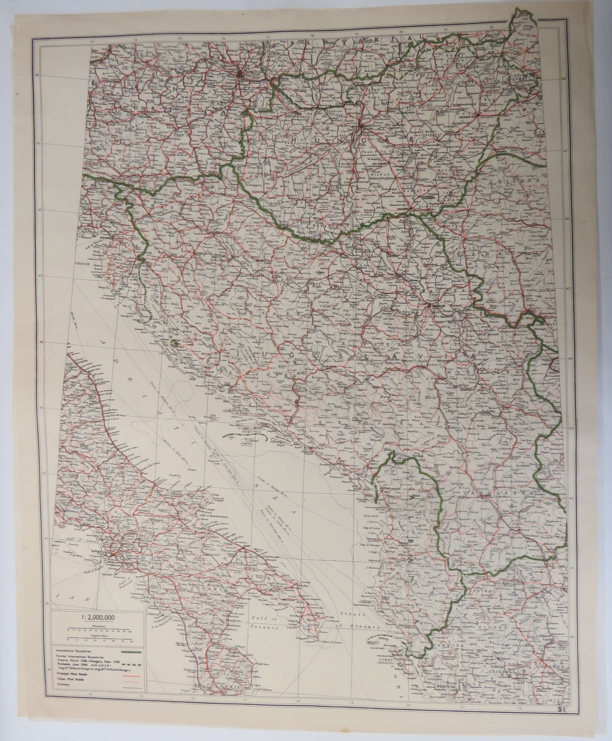 WW 2 Escape & Evasion Tissue Map of Italy & Yugoslavia
