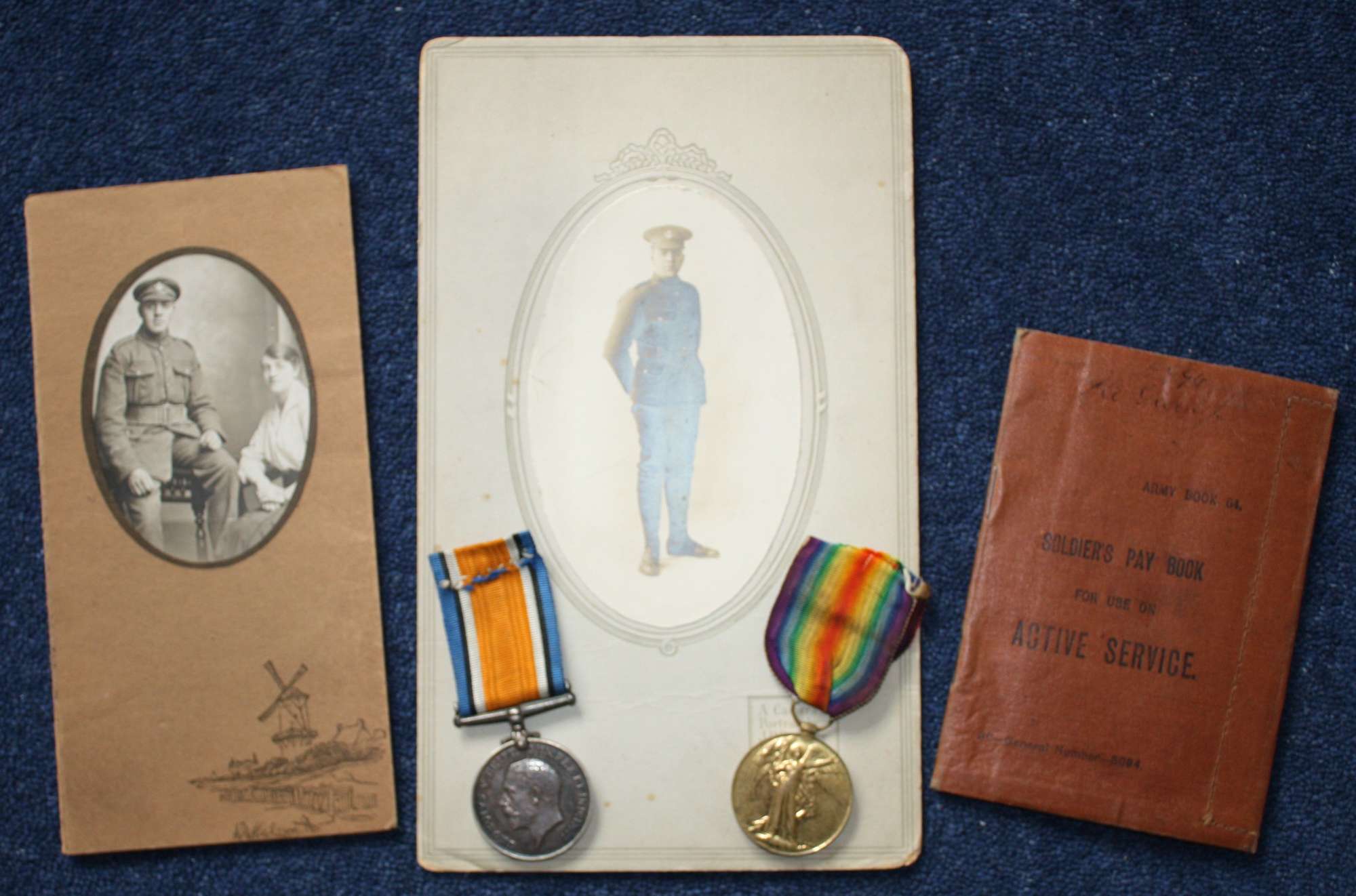 WW1 Medal Pair, Photographs & British Army Pay Book Loyal North Lancs