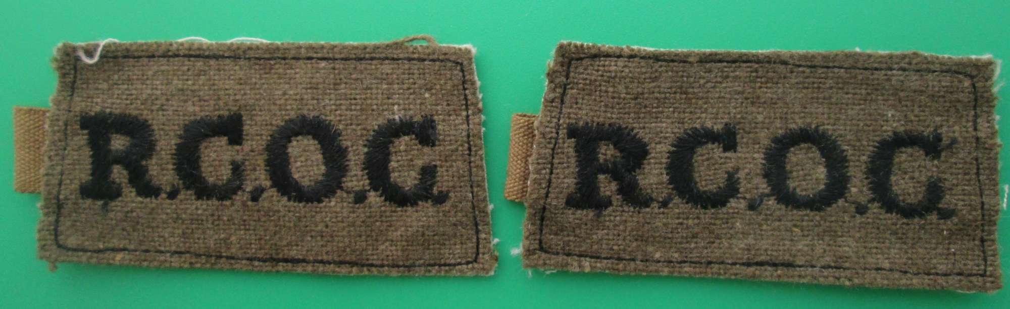 A PAIR OF ROYAL CANADIAN ORDNANCE CORPS SLIP ON TITLES