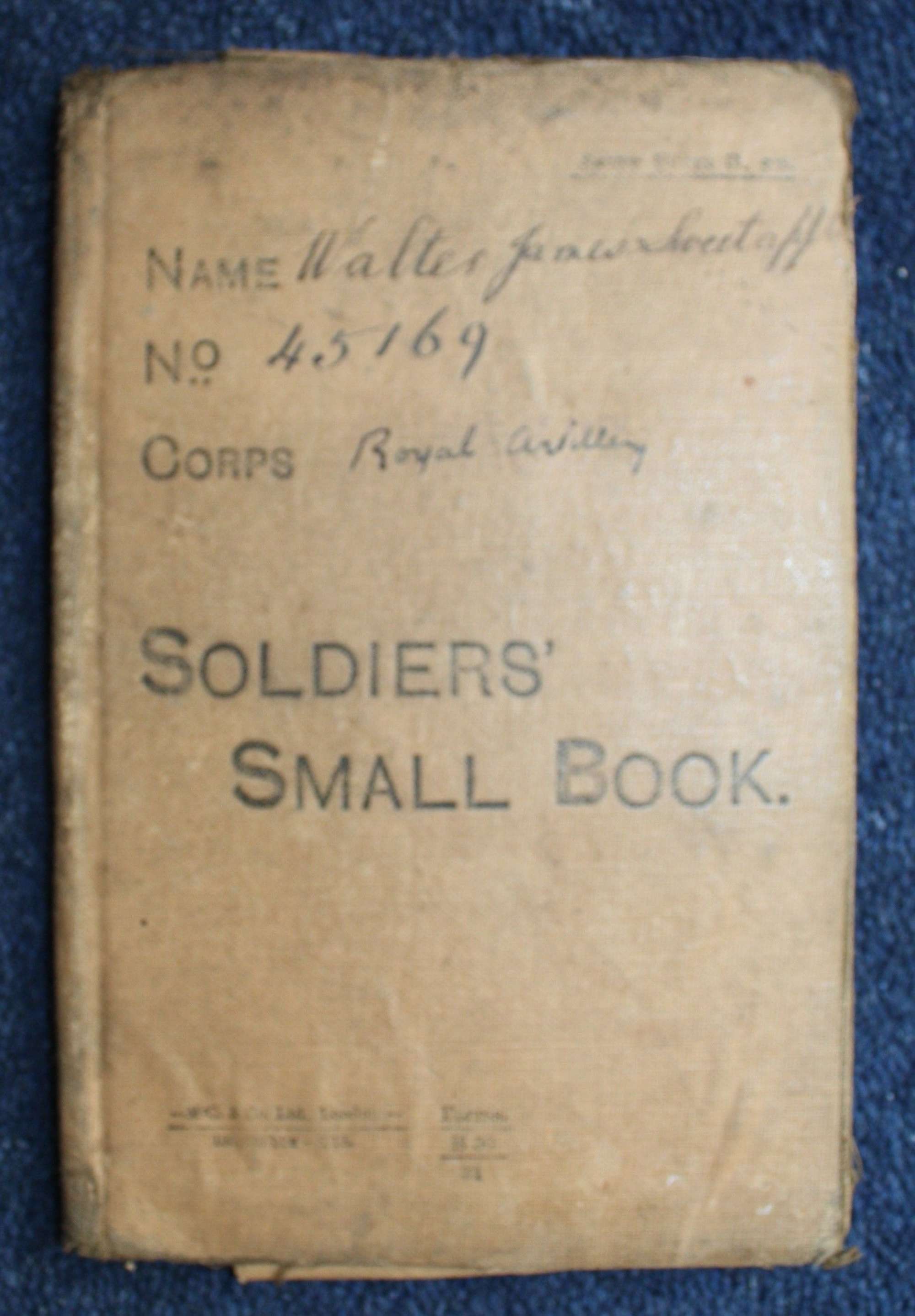 WW1 British Army Soldiers Small Book: Royal Garrison Artillery