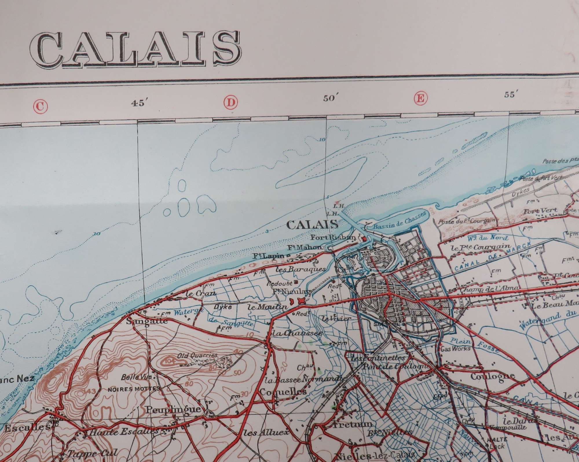 WW 1 Dated 1917 Calais Map