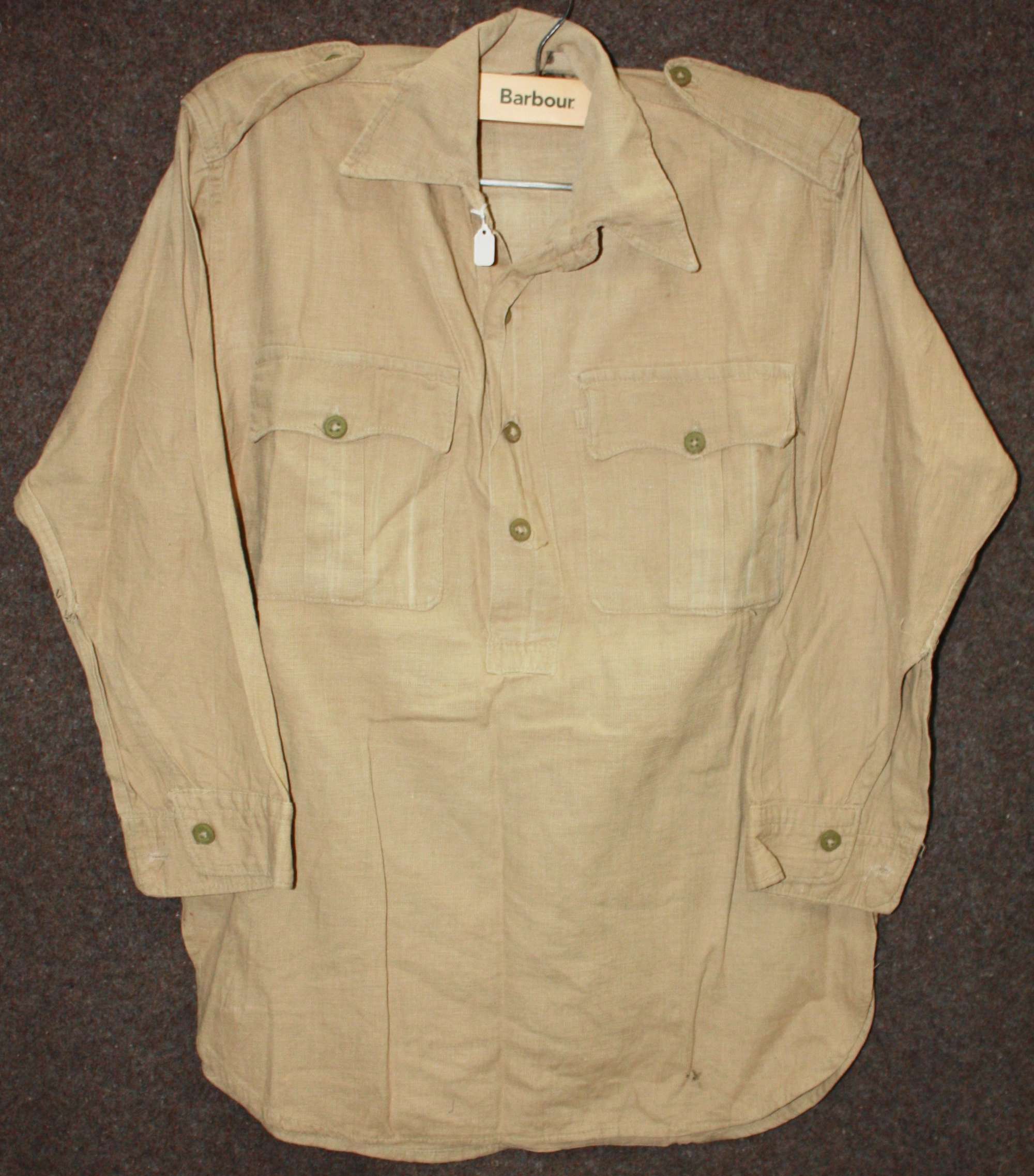 A WWII MANS KD TROPICAL SHIRT 4 BUTTON FRONTED