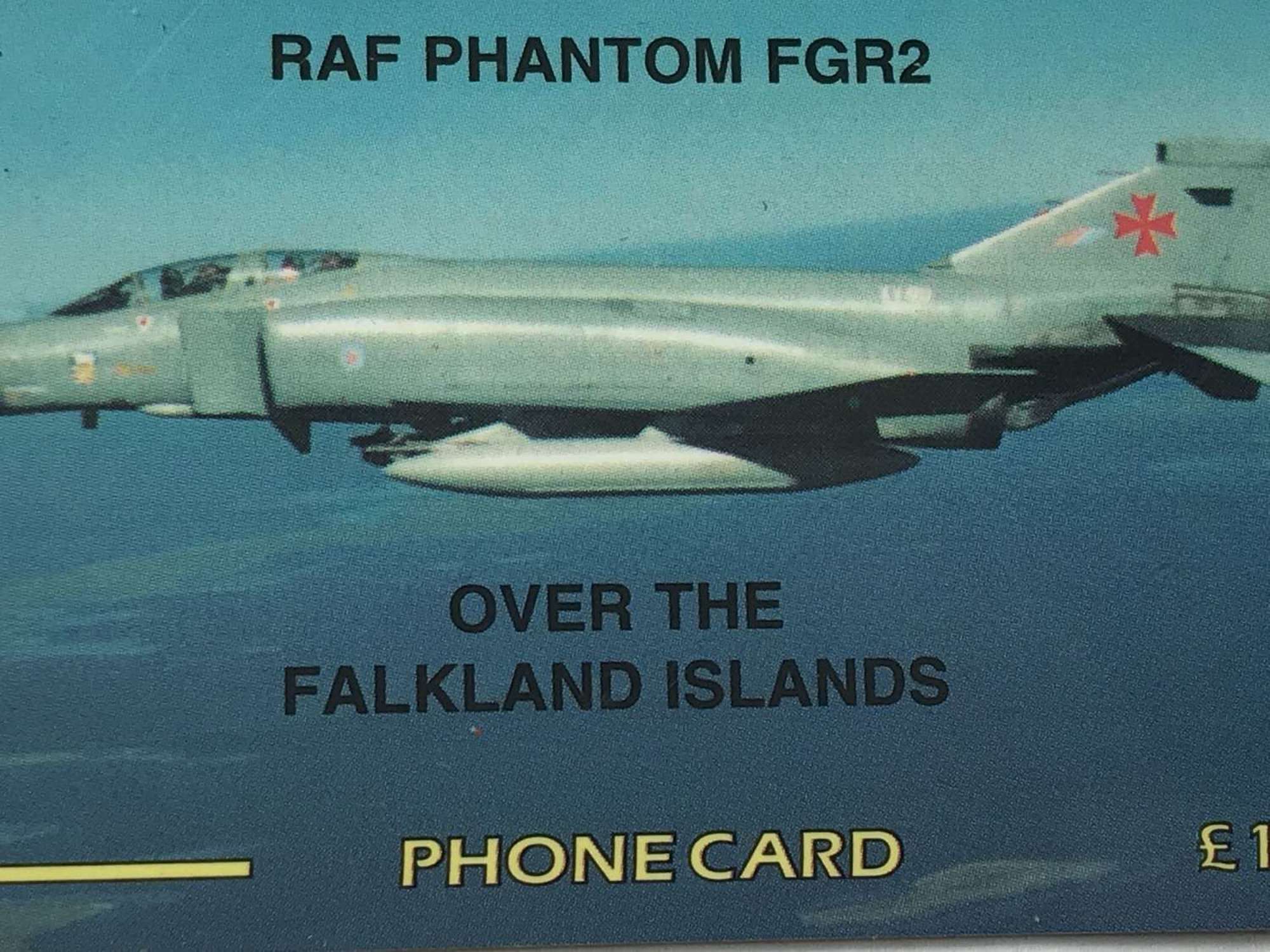 Rare Falklands Phone card featuring RAF Phantom
