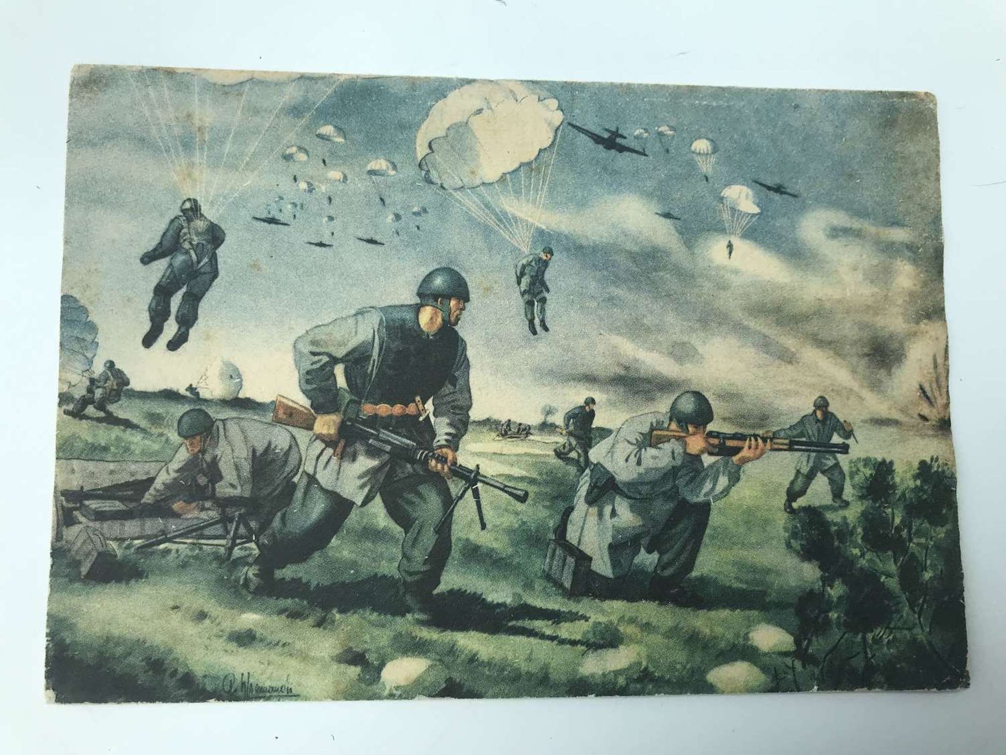 Italian propaganda  paratrooper postcard