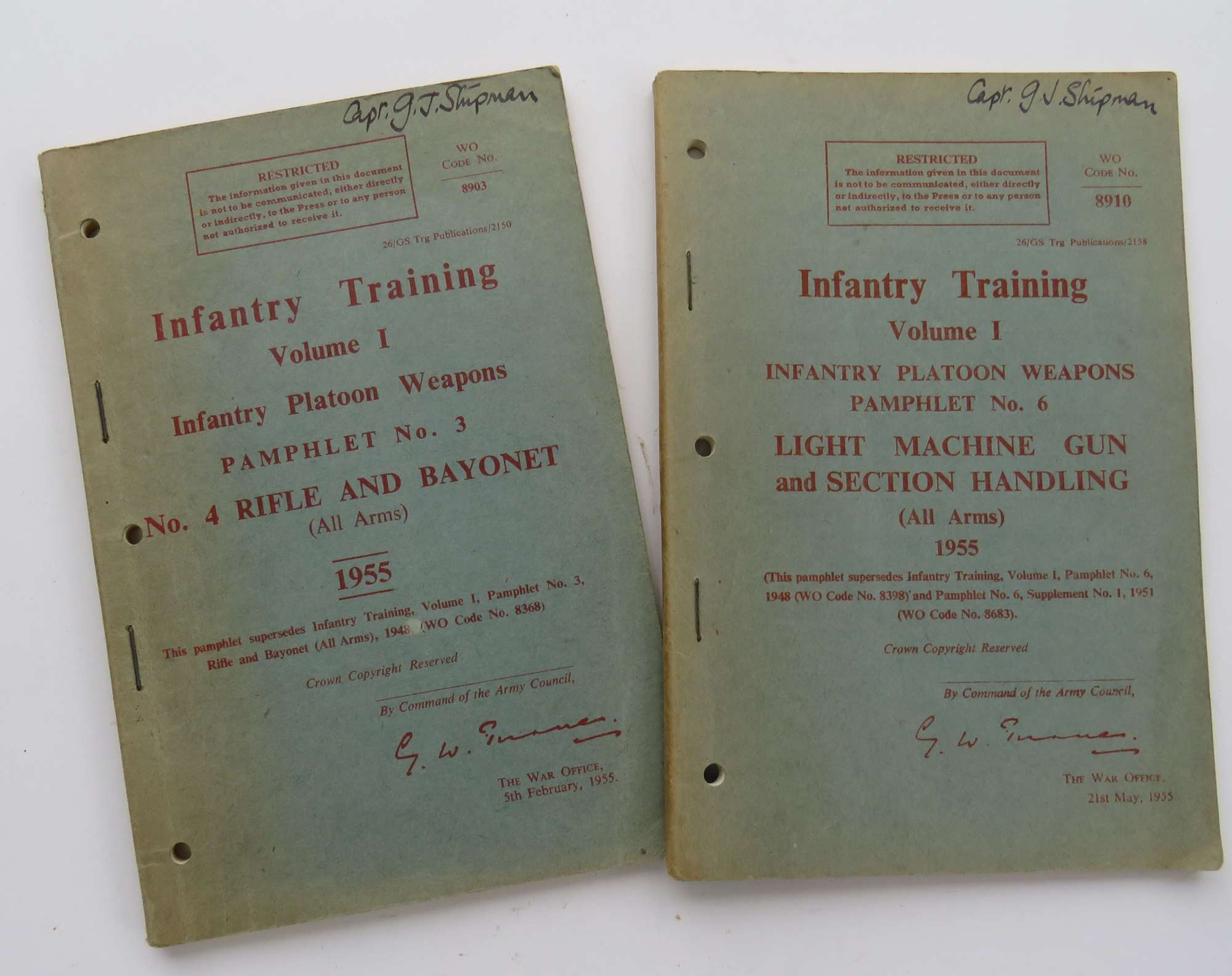 Two Post War Infantry Training Manuals