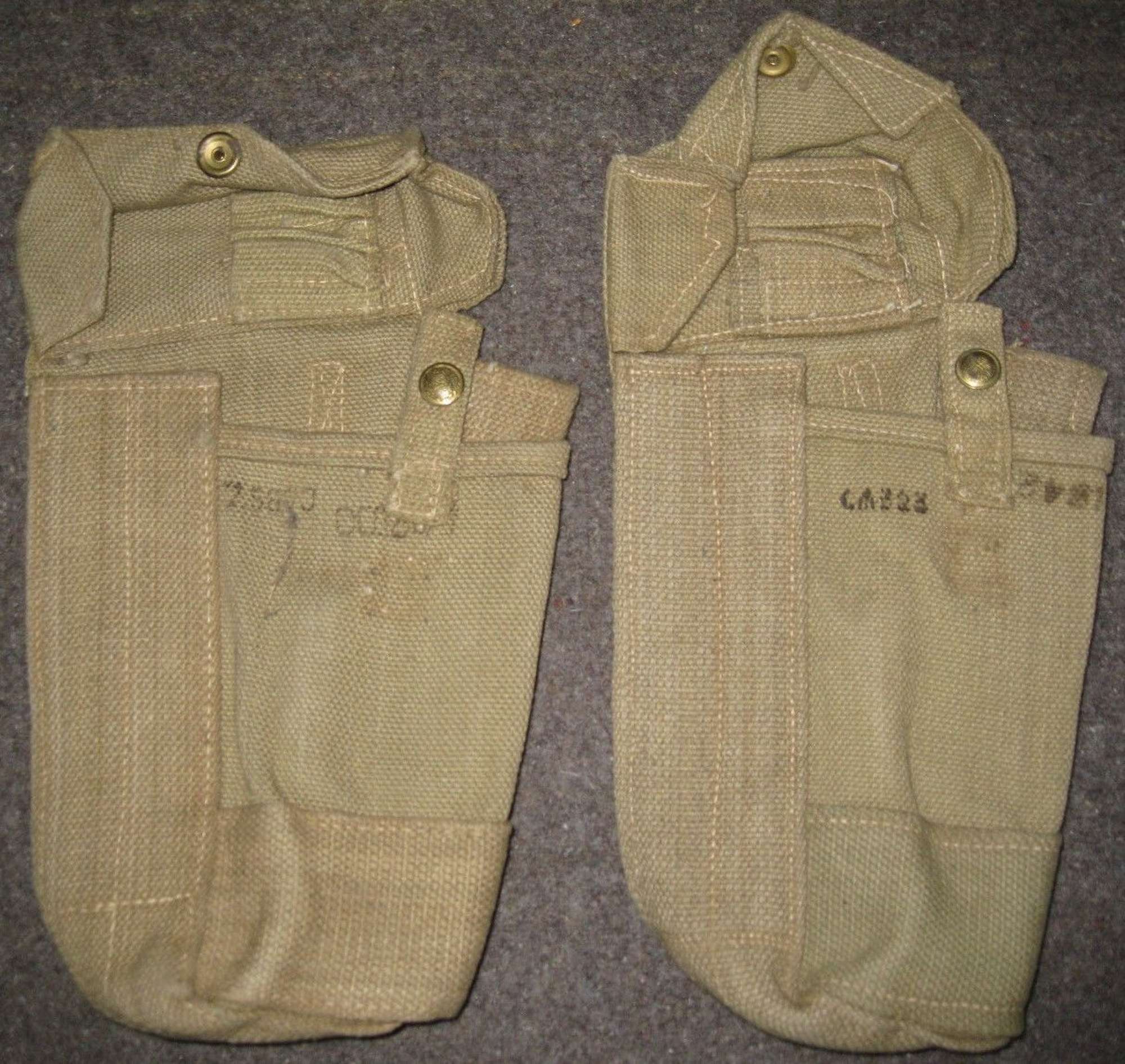 A GOOD MINT PAIR OF MADE 37 PATTERN WEBBING AMMO POUCHES MKII