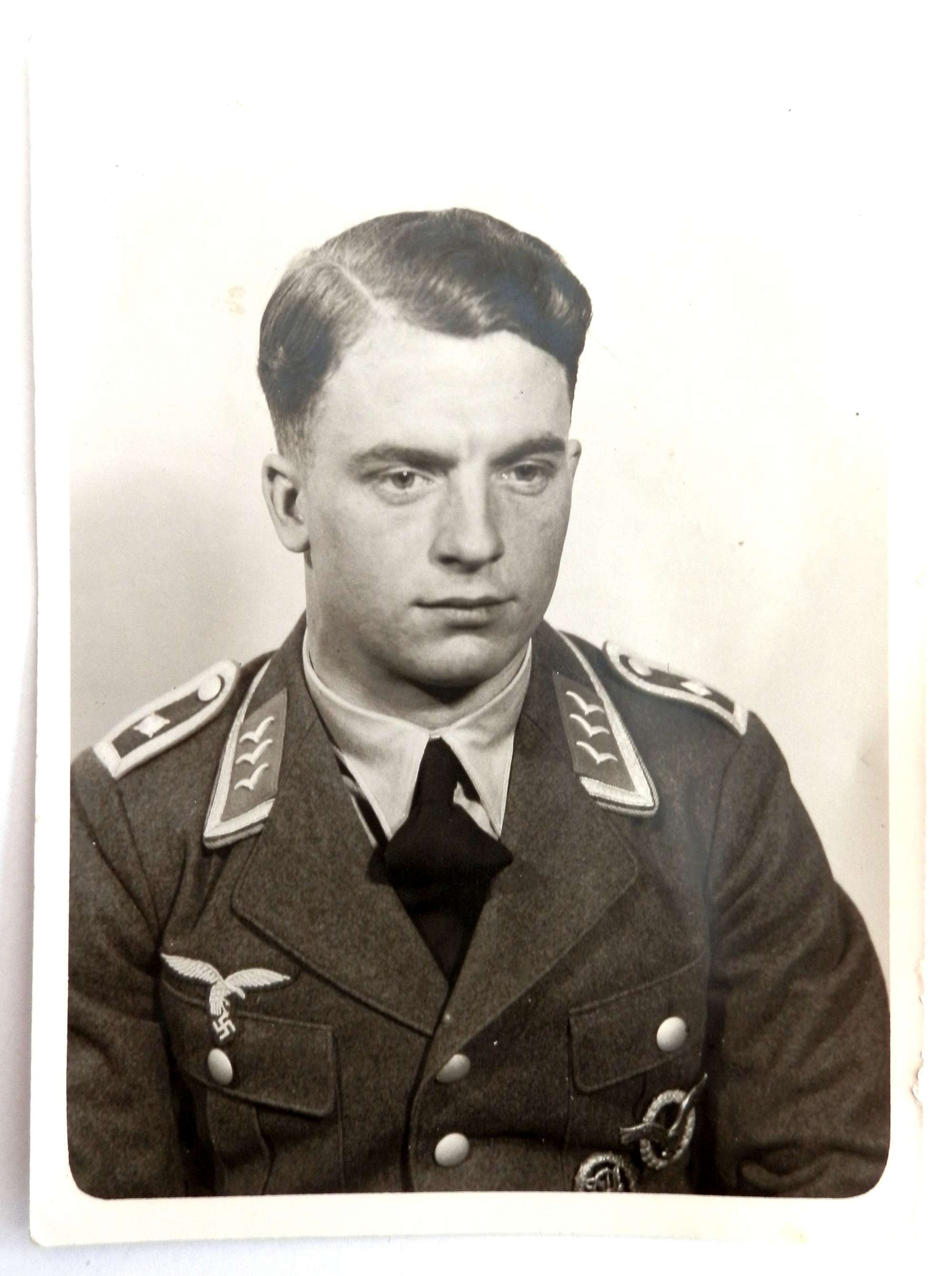 Portrait Photograph of a Feldwebel Pilot of the German Luftwaffe.