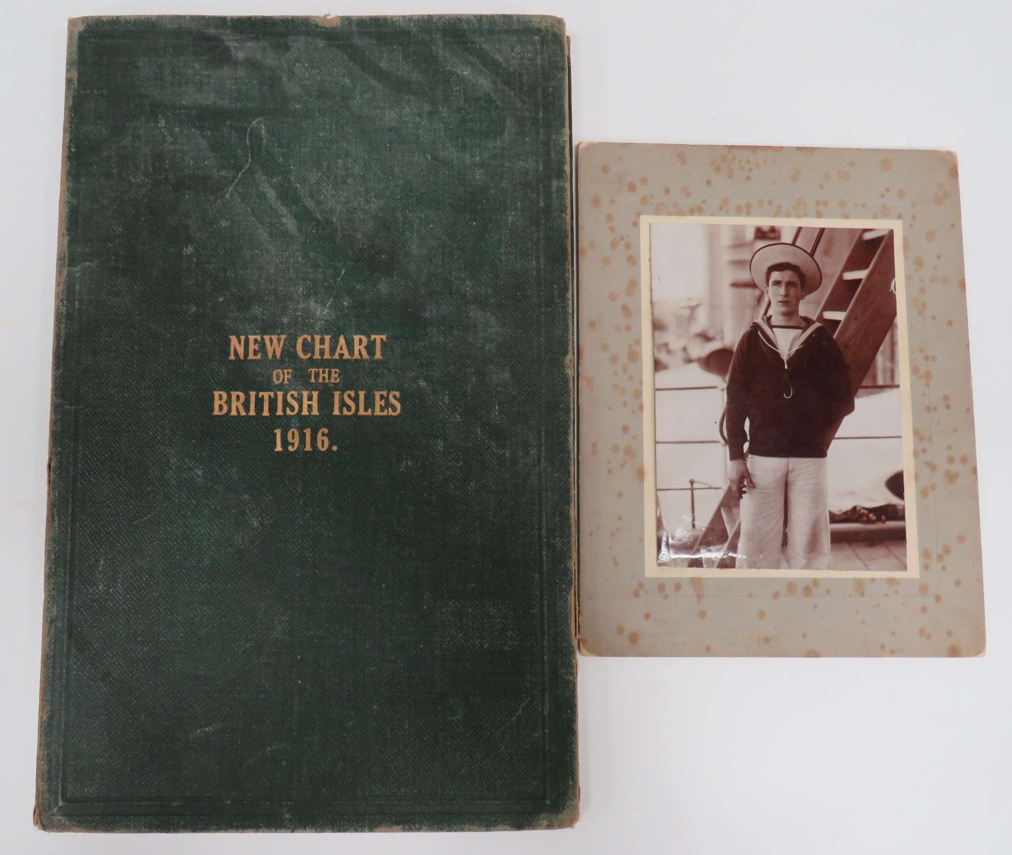 1916 Chart of the British Isles Folder and Naval Photograph