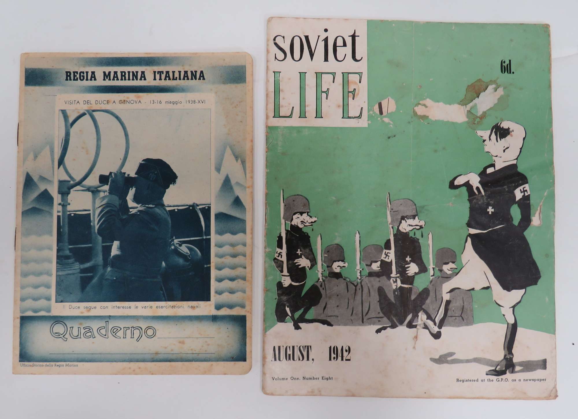 WW2 Soviet Life Magazine and Italian Note Book