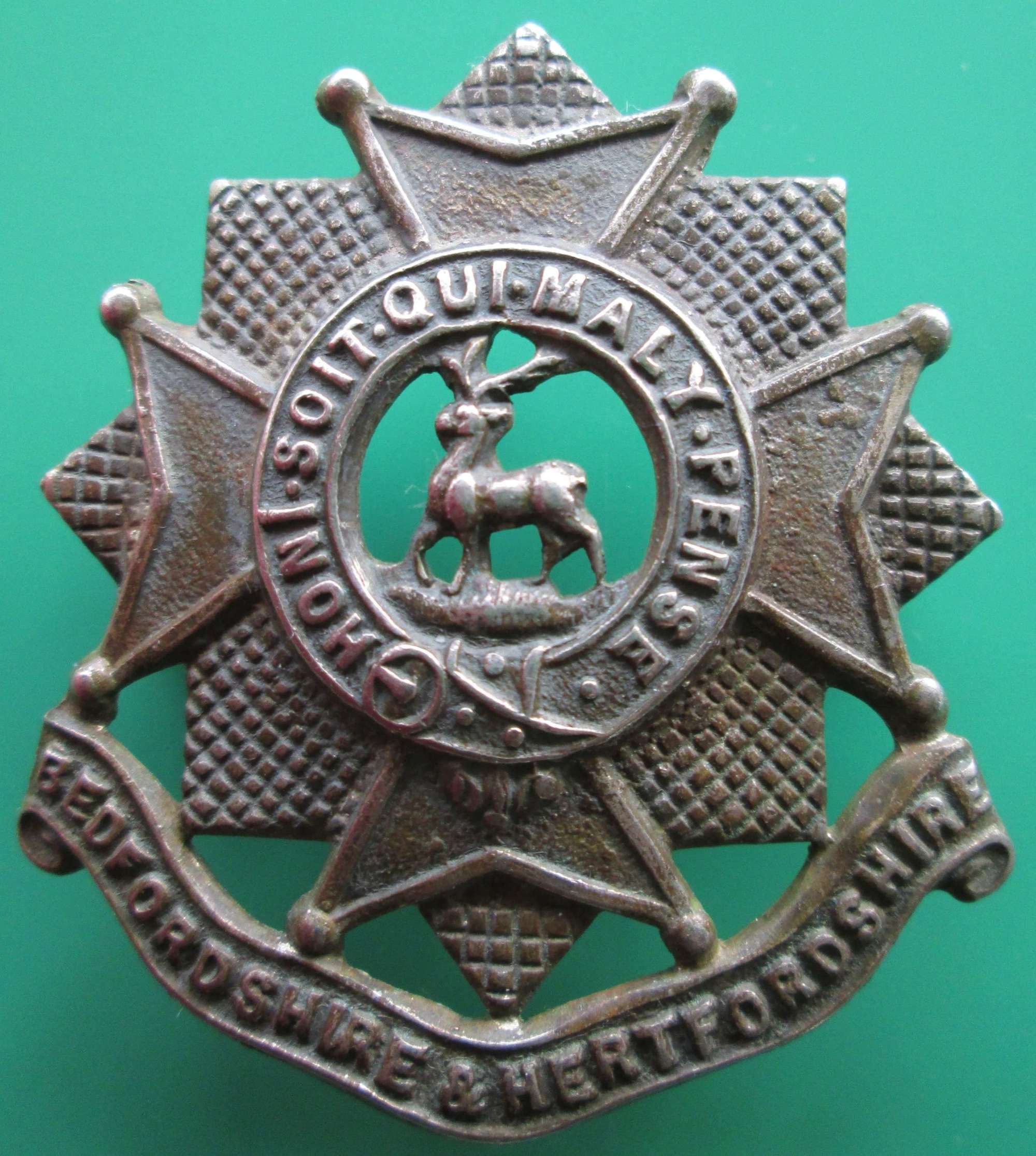 A BEDFORDSHIRE AND HEREFORDSHIRE CAP BADGE