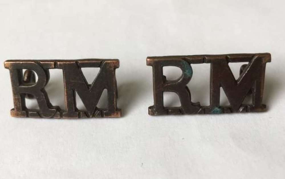 Original Royal Marines Brass Shoulder Titles