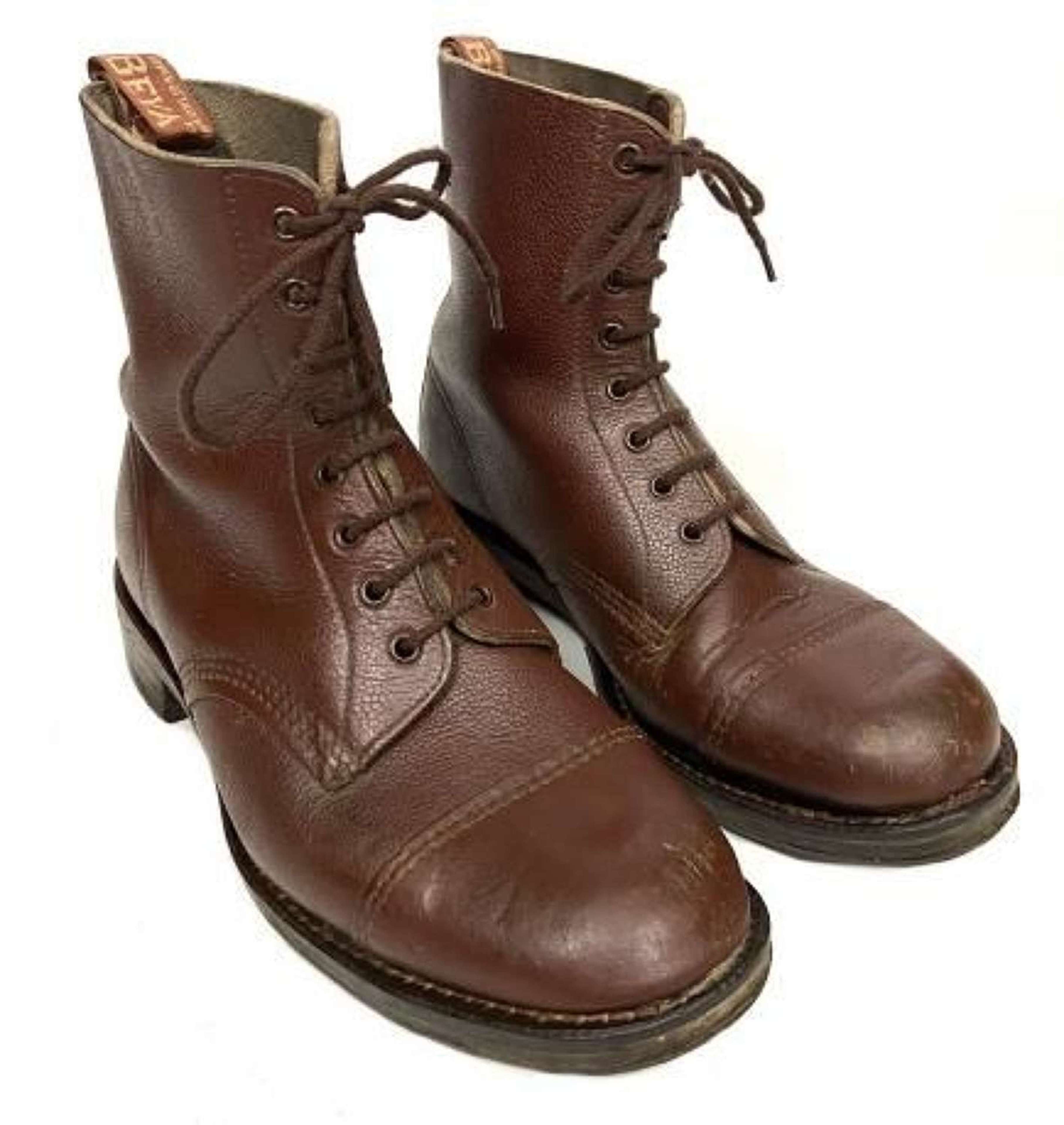 Original 1950s Men's Brown Leather Ankle Boots by 'BEVA' - Size 10 in ...