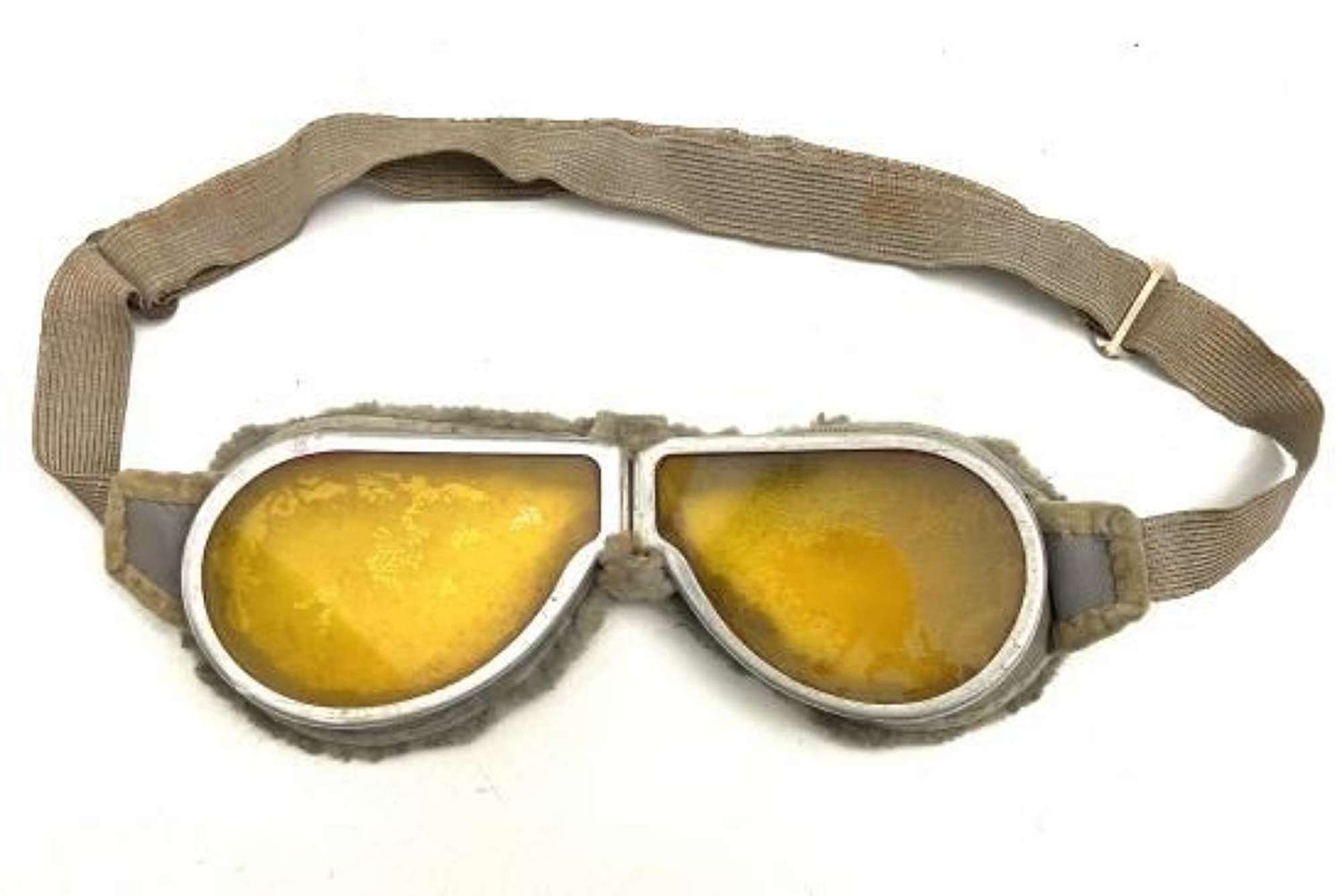 Original Early Ww2 British Army Mt Goggles Yellow Lenses In Goggles