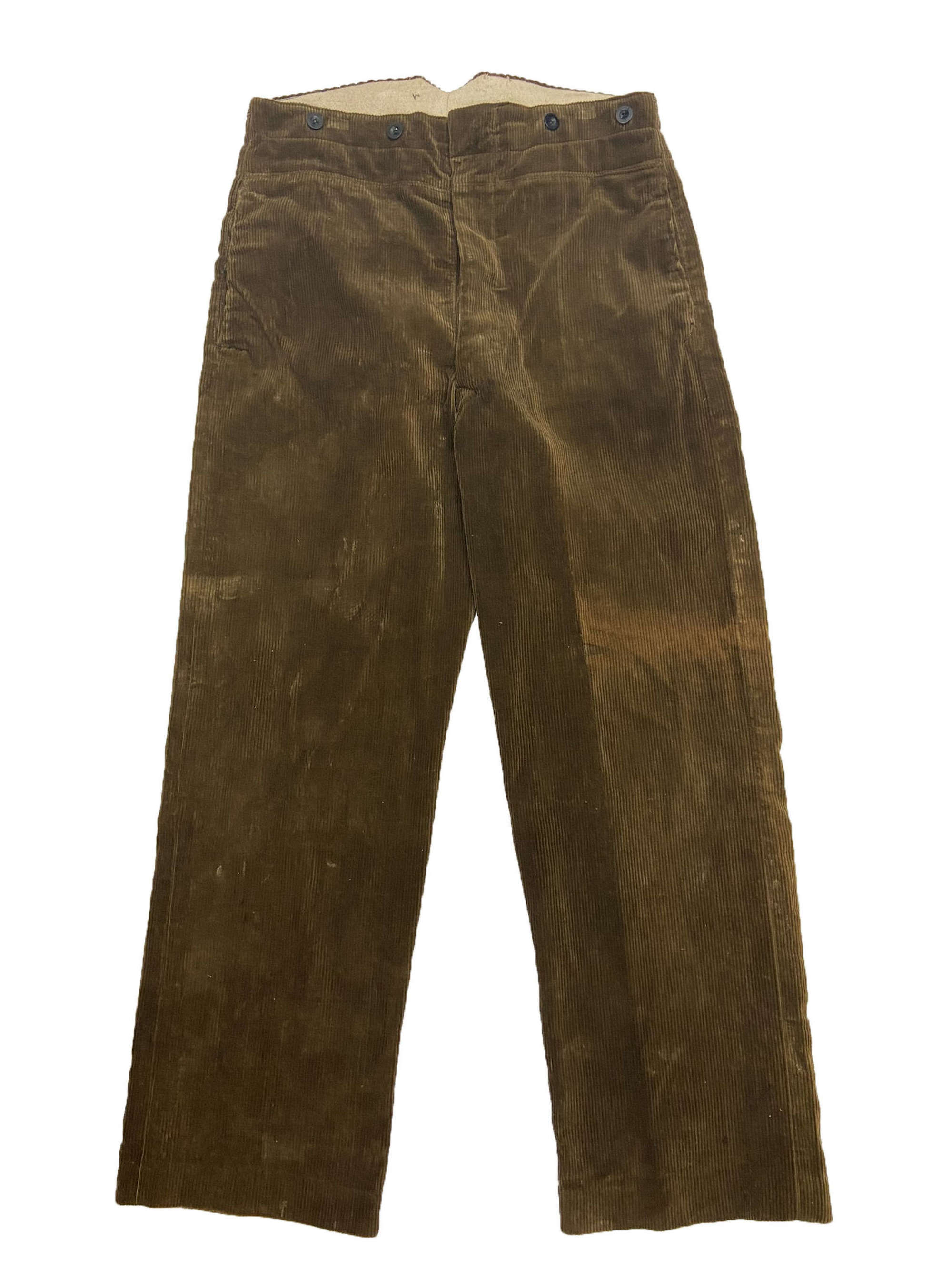 Rare Original 1940s CC41 Men's Brown Corduroy Trousers