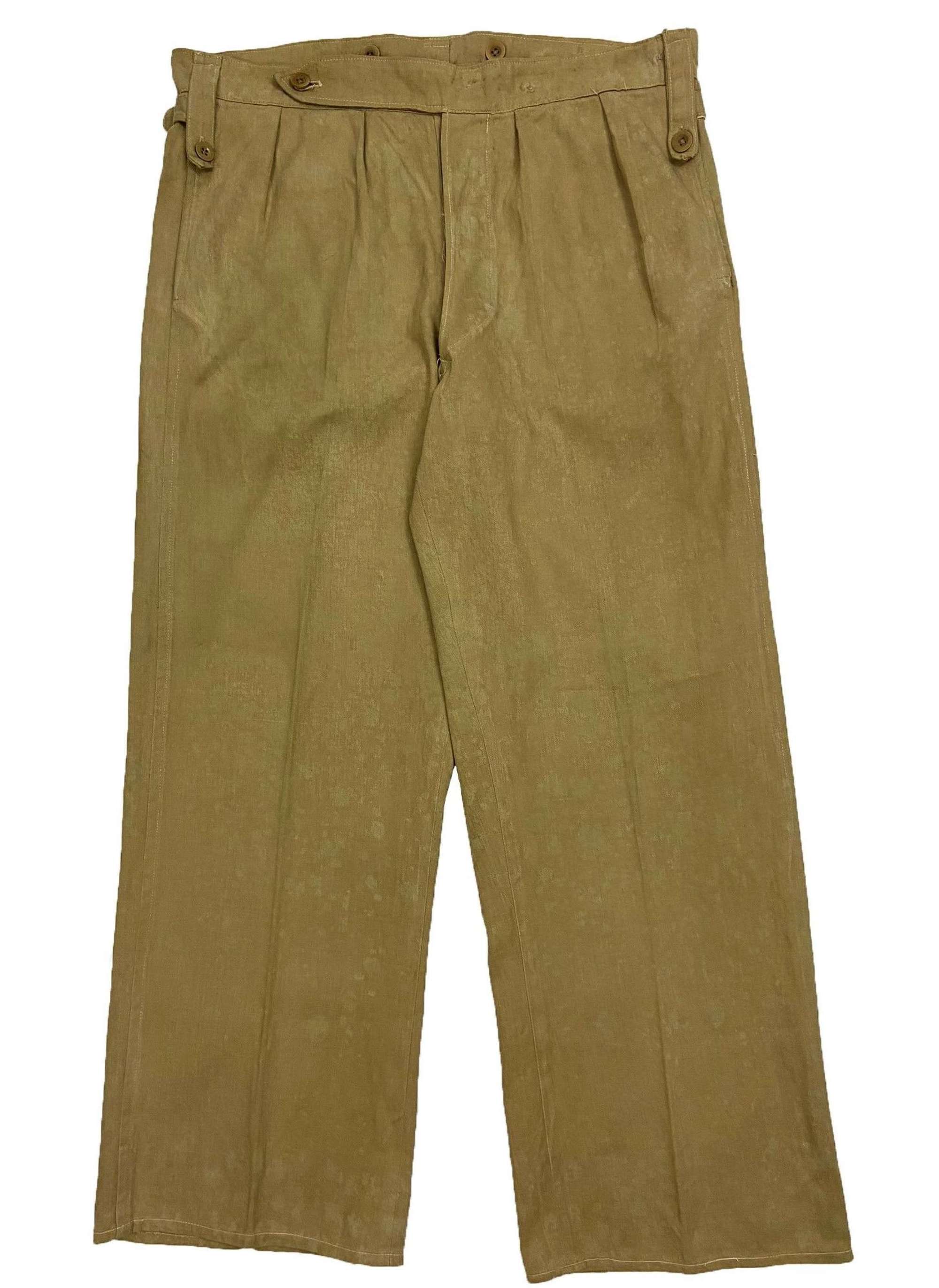 Original 1940s Indian Made Khaki Drill Trousers