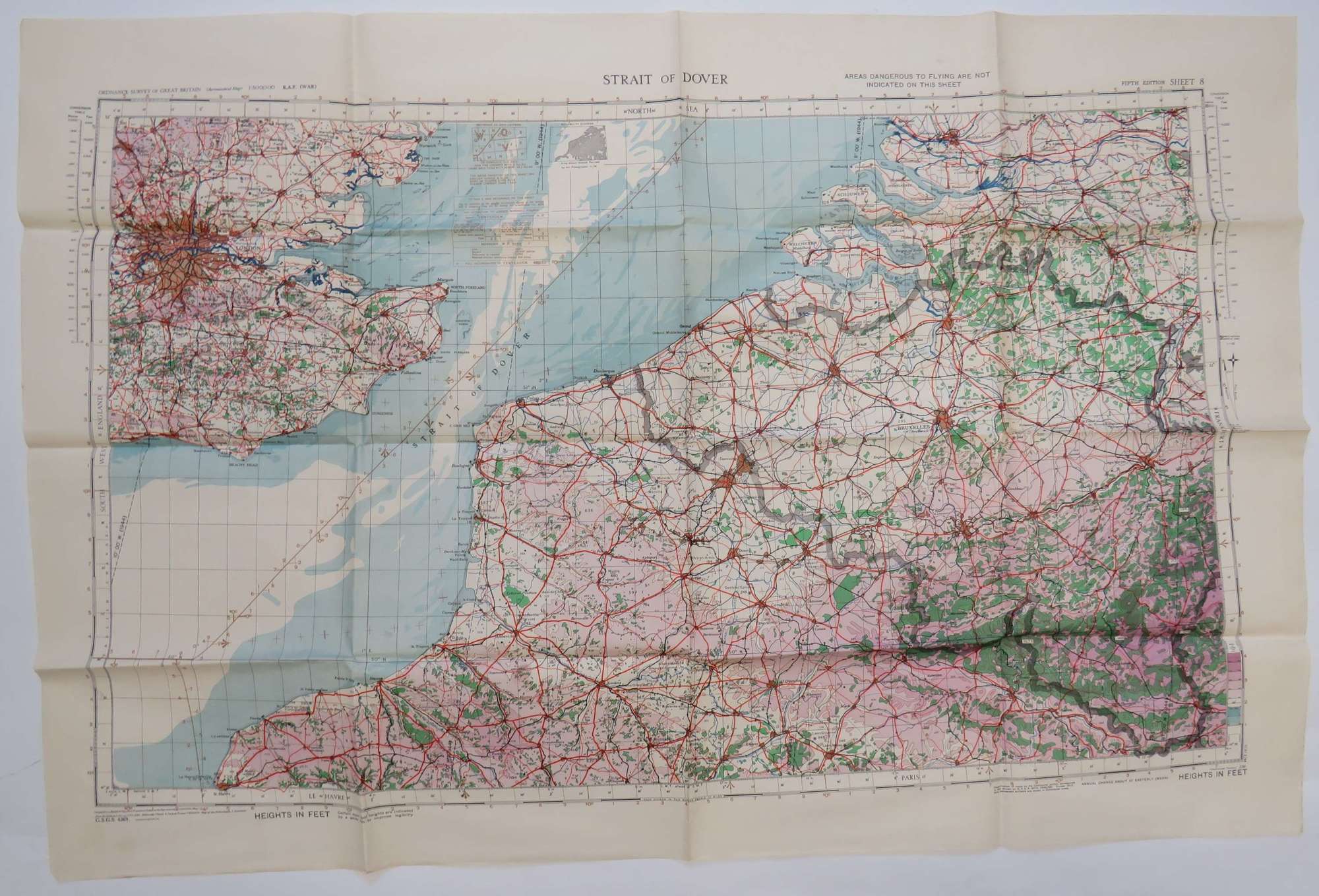R.A.F Issue Straits of Dover Map