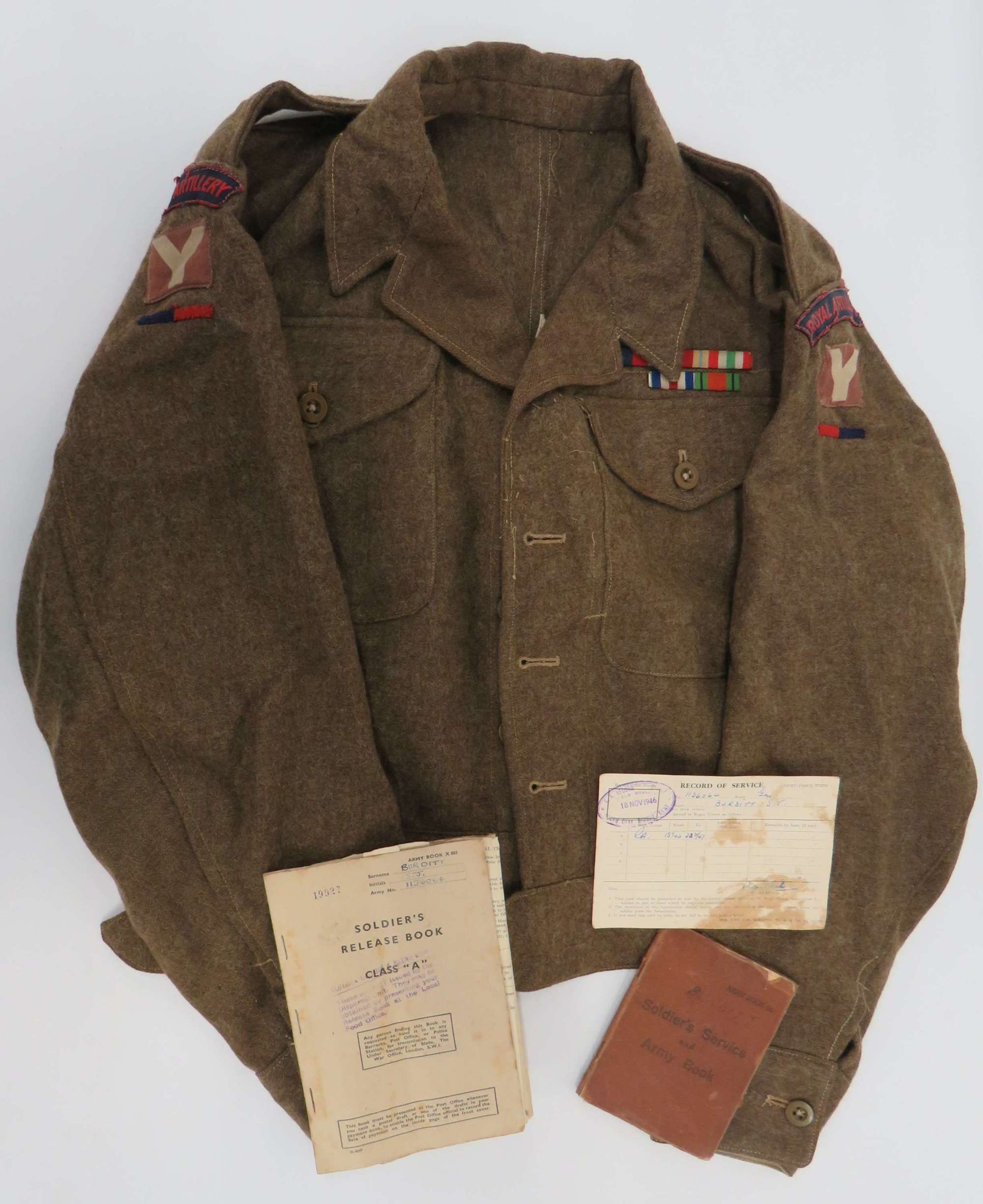 WW2 5th Division Battledress , Paperwork and Medals