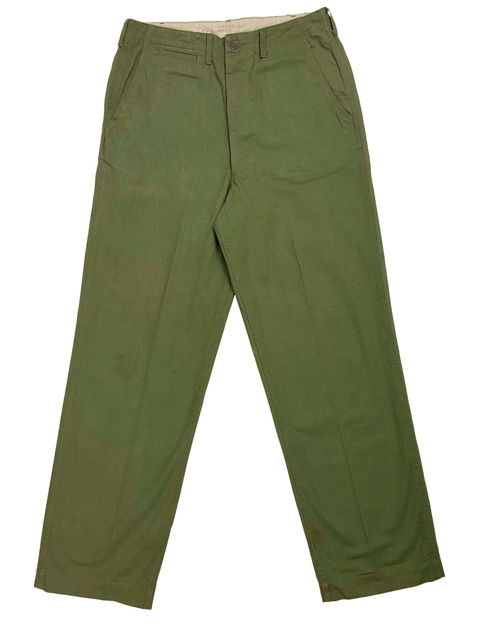 Original WW2 US Army M1942 HBT Trousers - Size 34x34 1/2