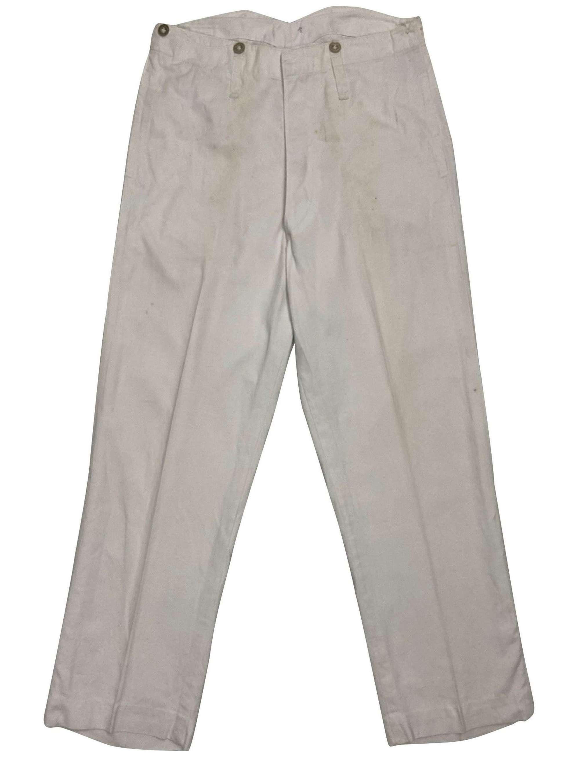 Original 1930s Royal Navy White Fatigue Work Trousers