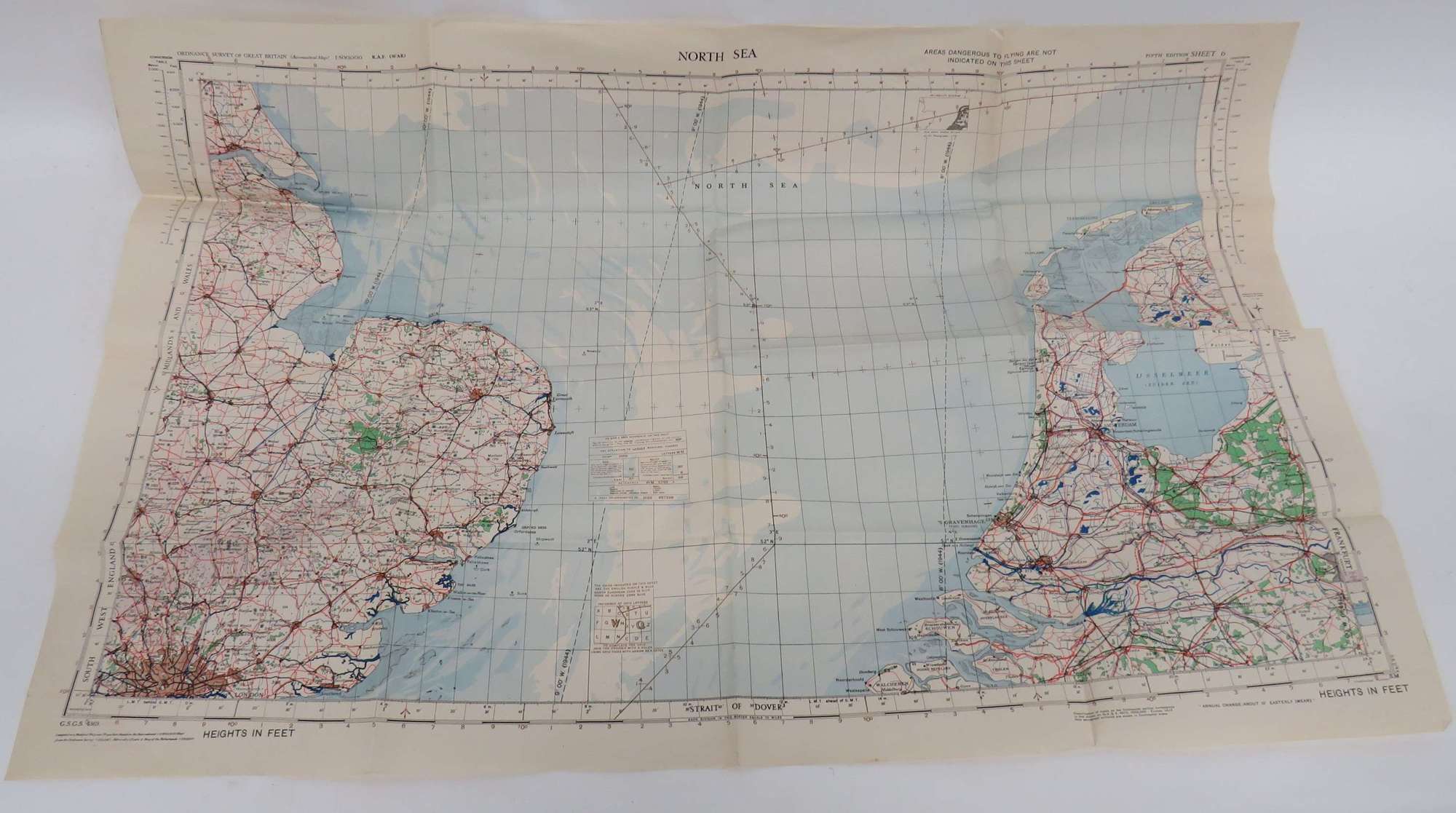 WW2 R.A.F North Sea Aviation Map