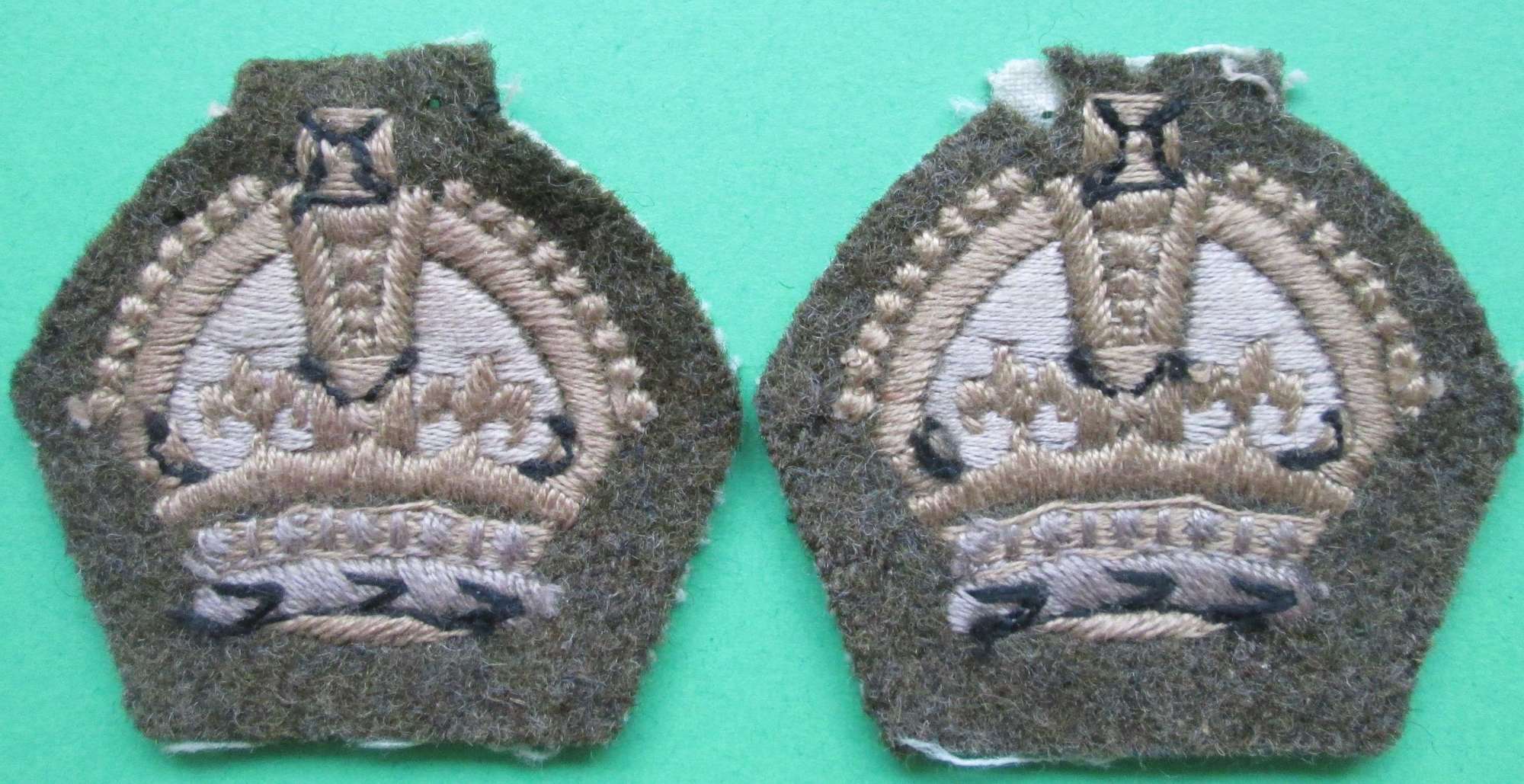 A GOOD MATCHING PAIR OF KINGS SGT MAJORS CROWNS