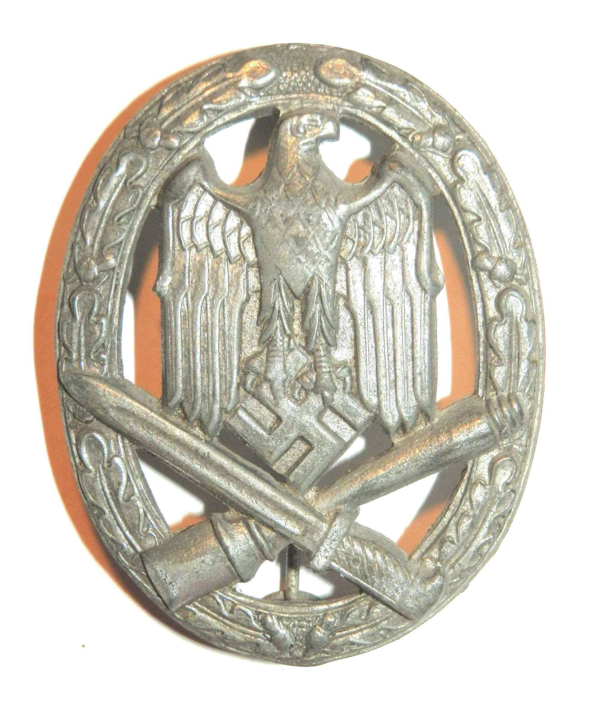 German General Assault Badge. Non maker marked.