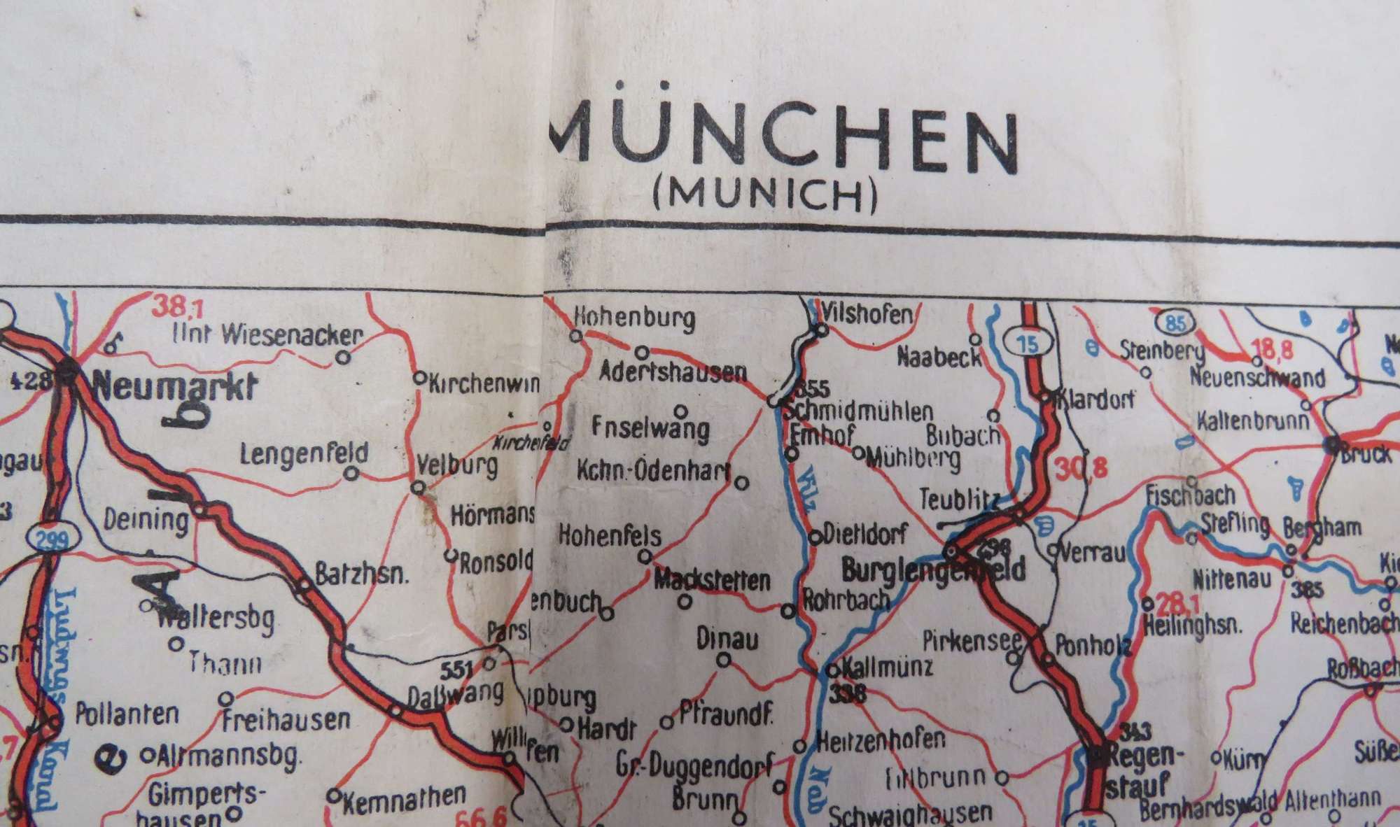 1944 Invasion Transport Map of Munich Germany