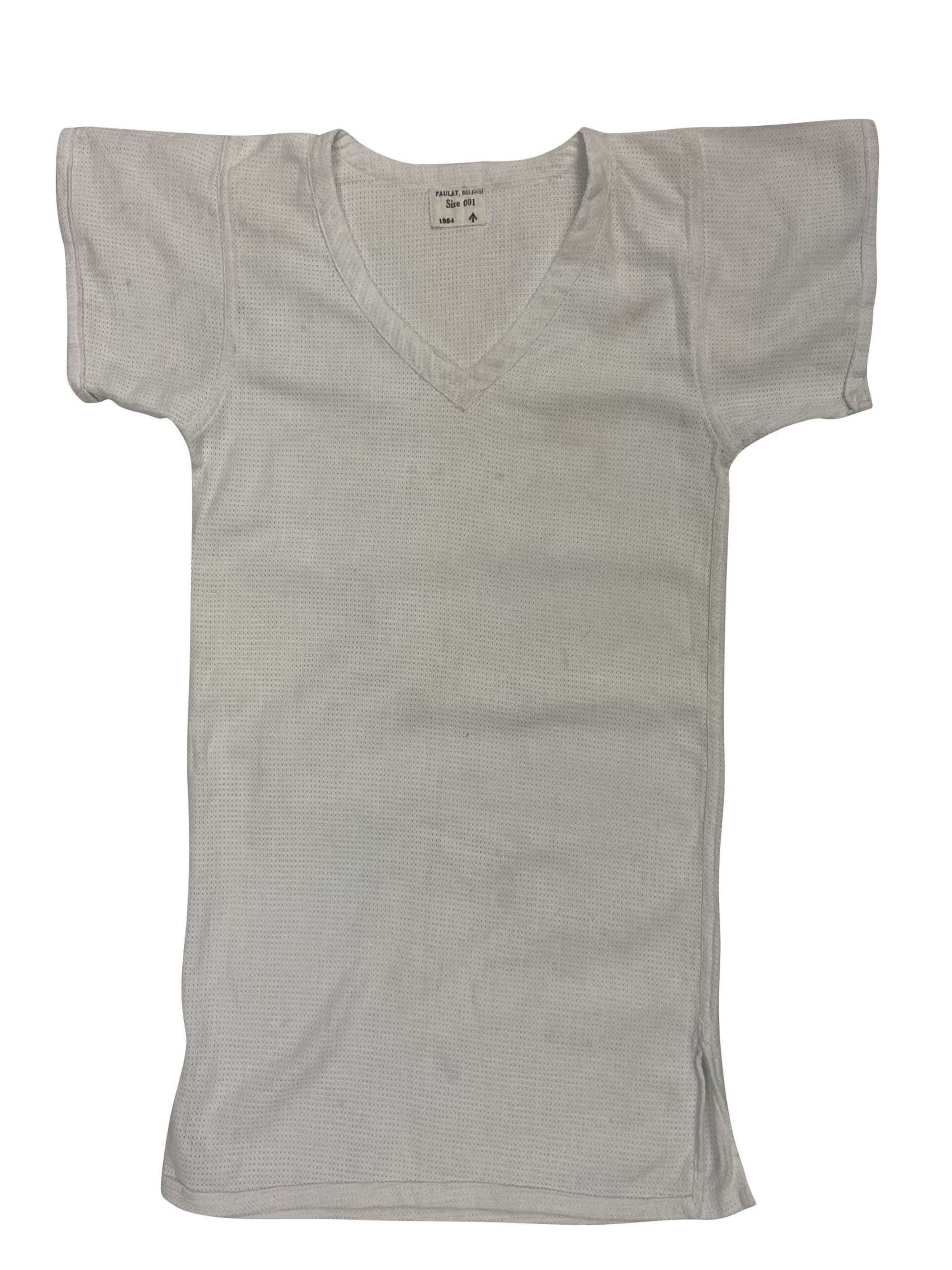 Original 1954 Dated British Army Aertex V-Neck Shirt - Size 001