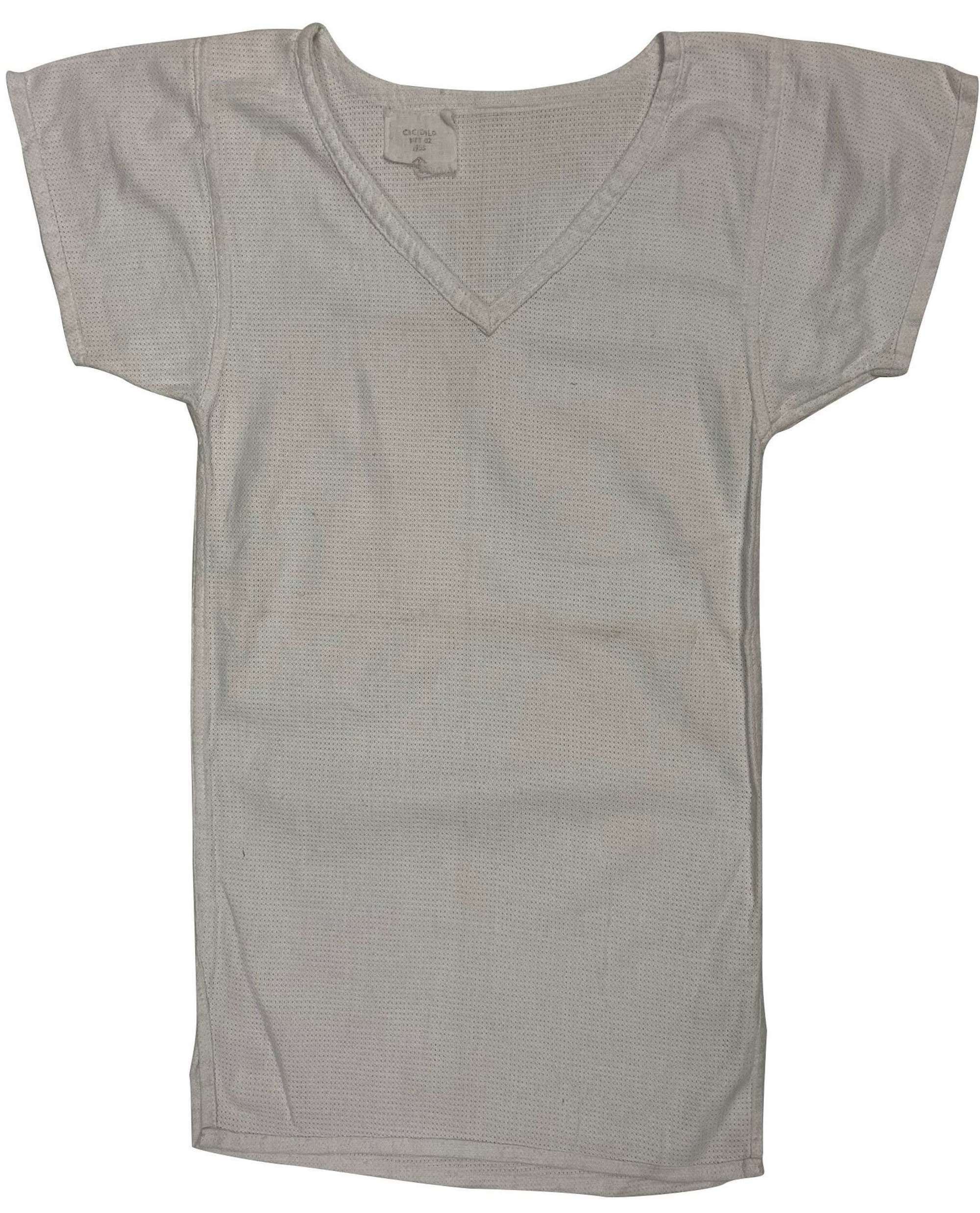 Original 1953 Dated British Army Aertex V-Neck Shirt - Size 002
