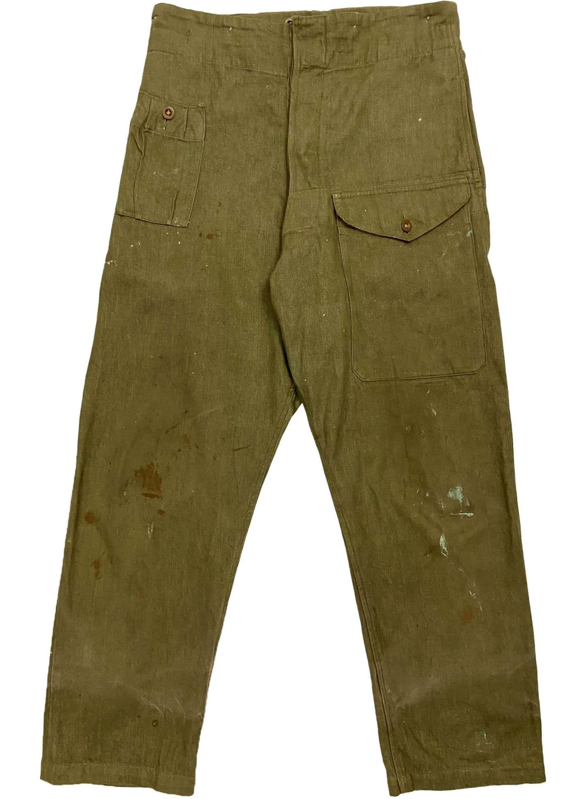 Original 1954 Dated British Army Denim Battledress Trousers - Size 6