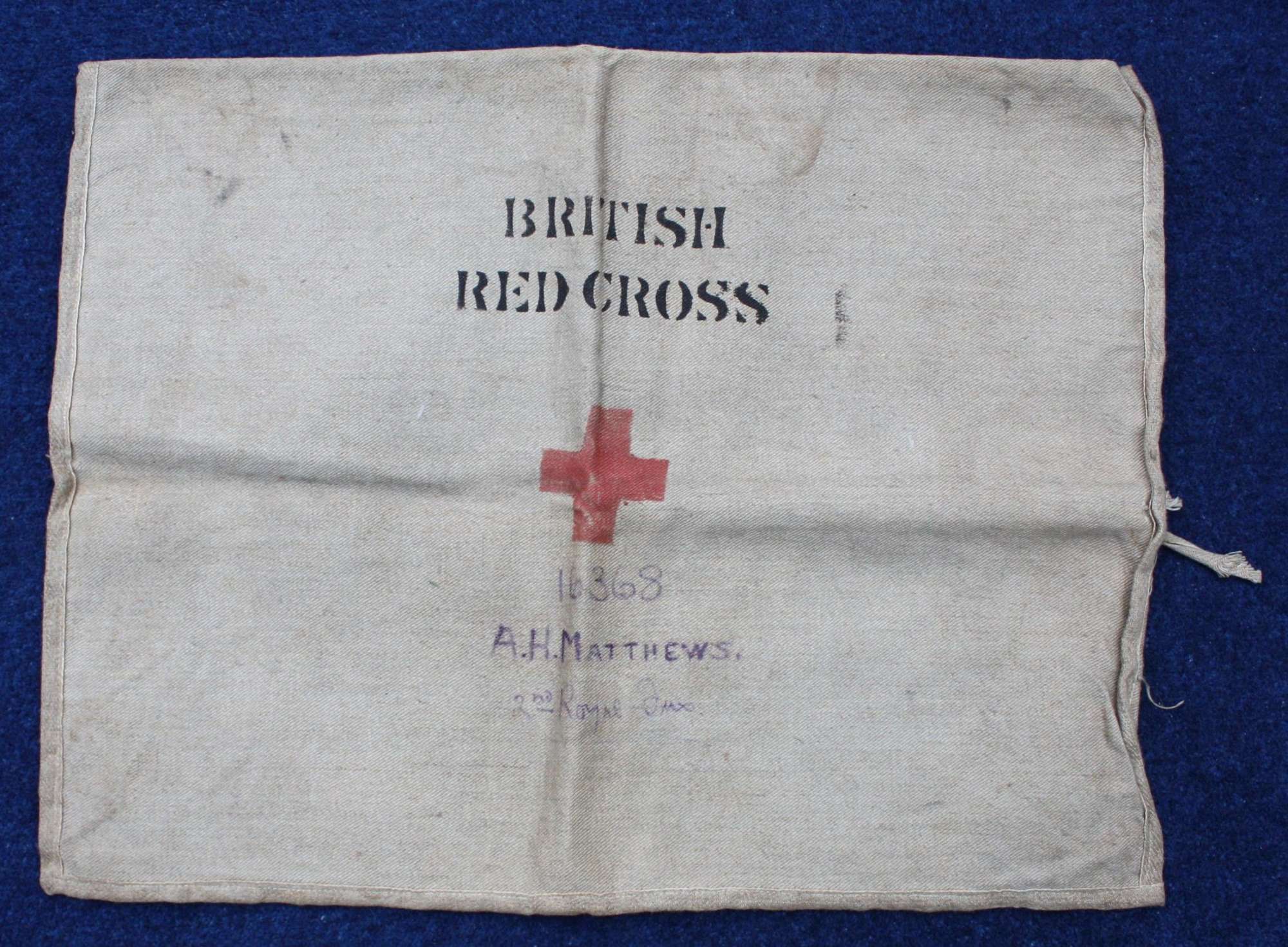 WW1 British Army Red Cross Bag: 2nd Royal Fusiliers Gallipoli